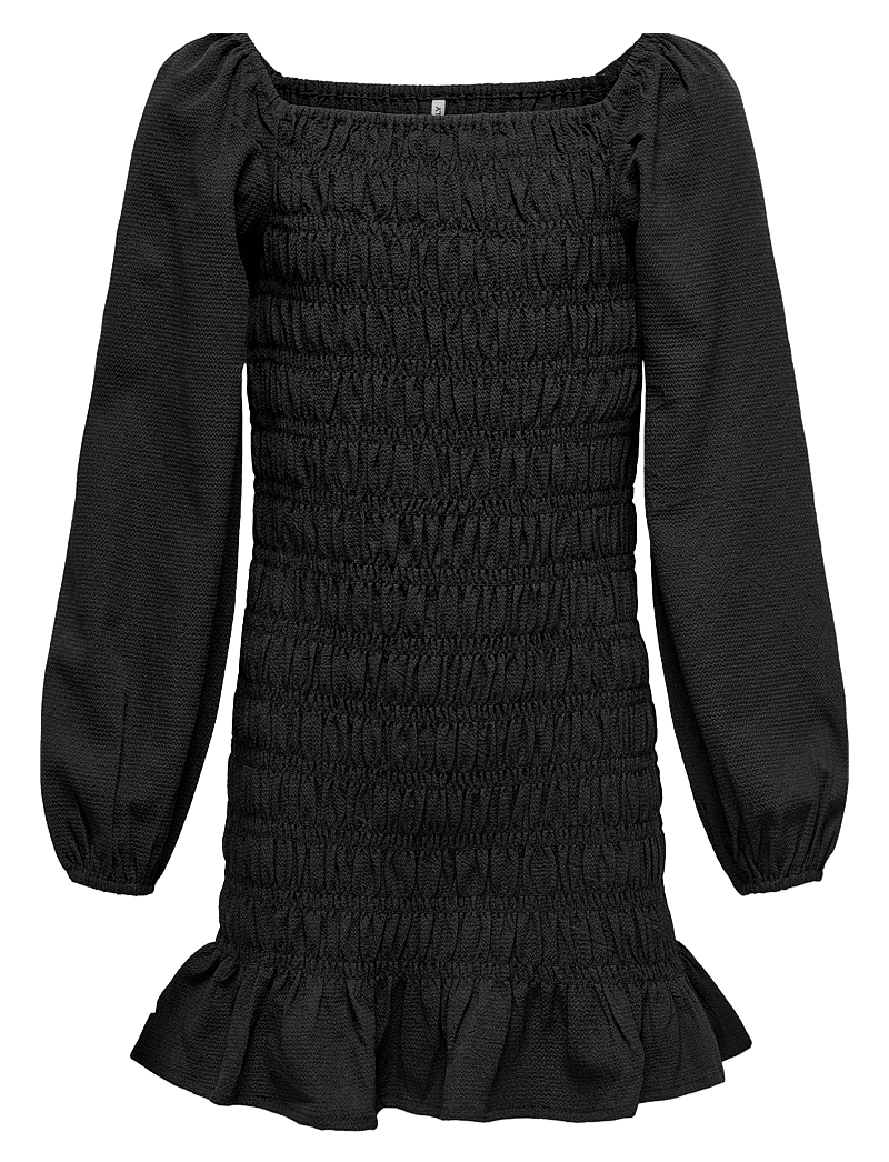 Kids Only - KOGHELENE PUFF SLEEVE SHORT DRESS WVN - långärmade vardagsklänningar - black - 0