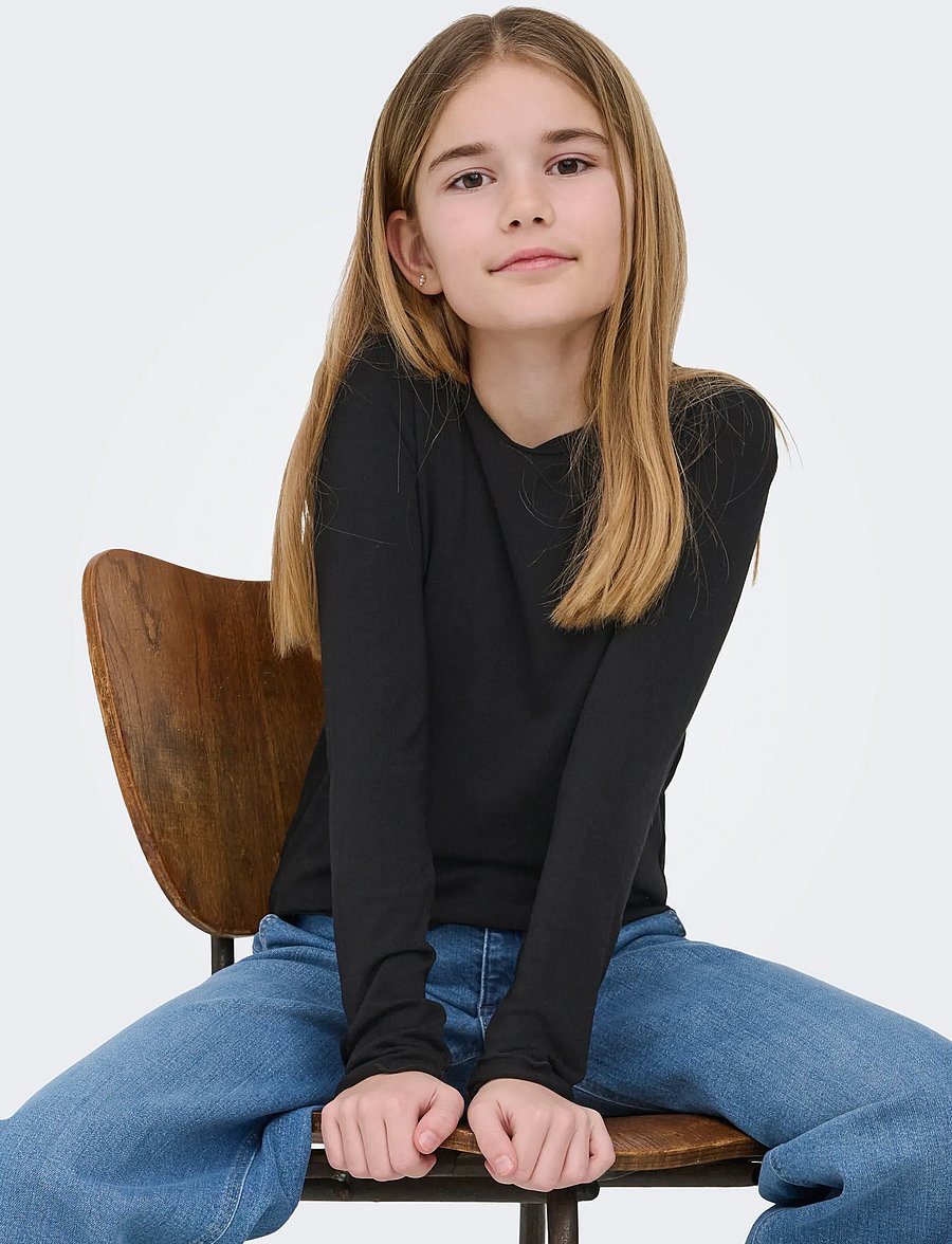 Kids Only - KOGAMOUR L/S TOP JRS - langærmede t-shirts - black - 5