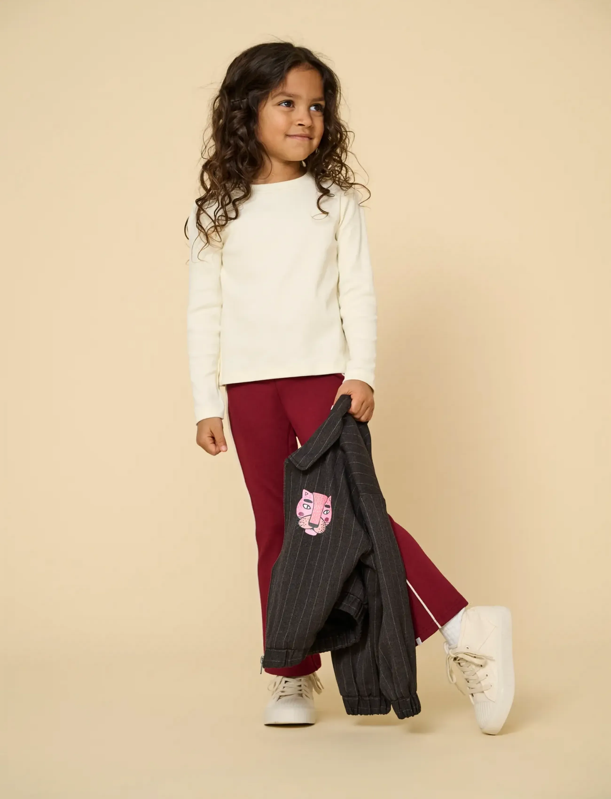 Kids Only KMGCHECKIE LIFE L/S TOP BOX JRS - Tops - ANTIQUE WHITE / cream
