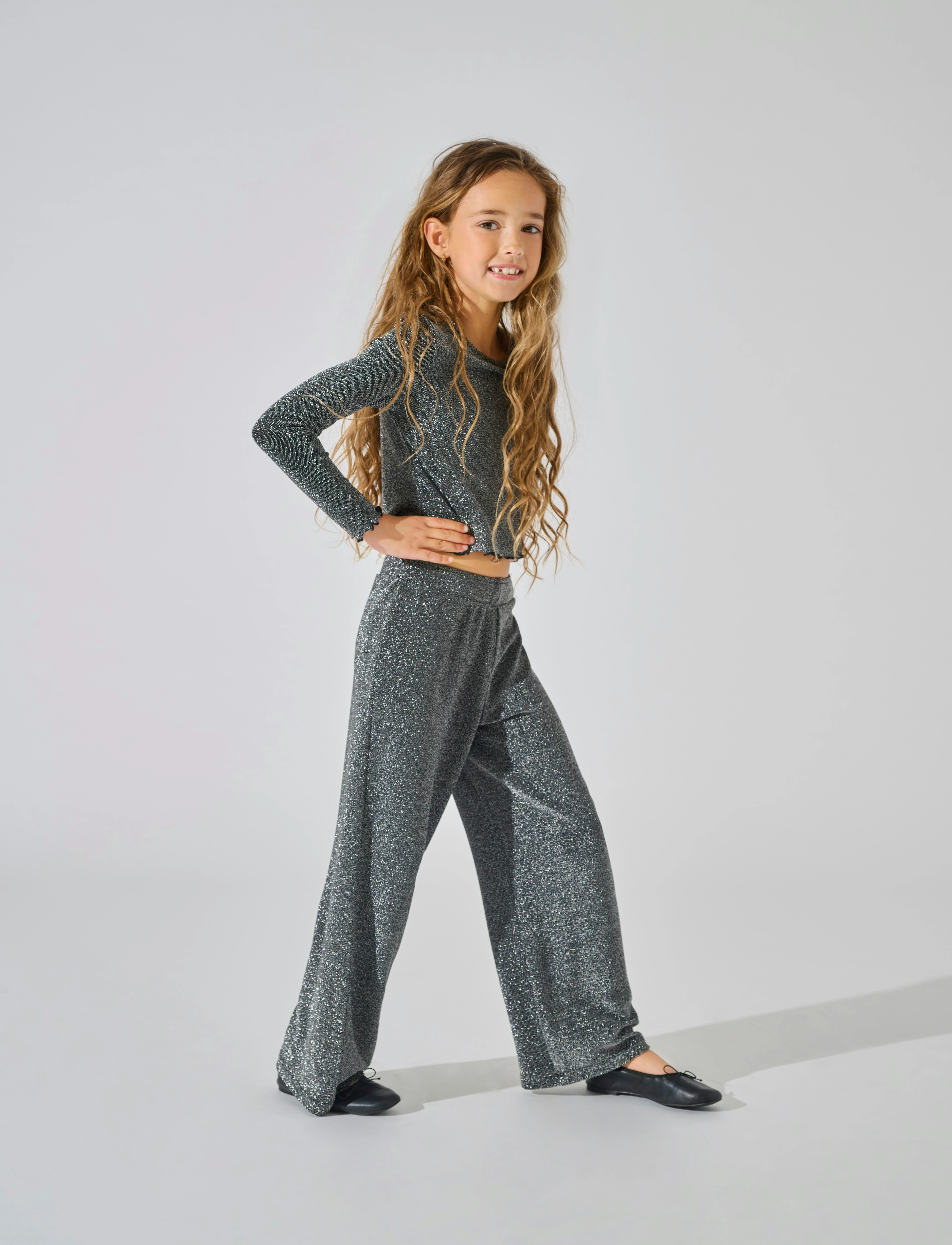 Kids Only - KOGQUEEN L/S GLITTER TOP BF JRS - black - 2