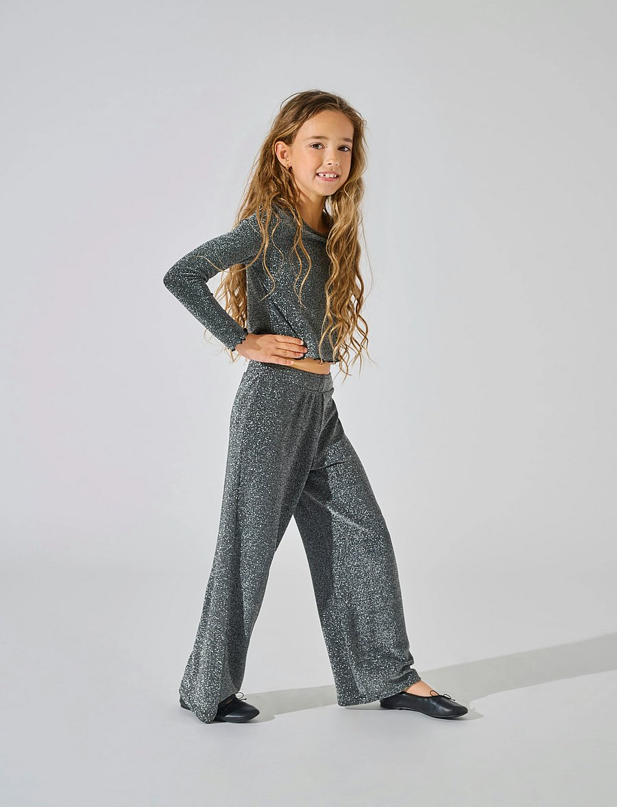 Kids Only - KOGQUEEN L/S GLITTER TOP BF JRS - black - 2