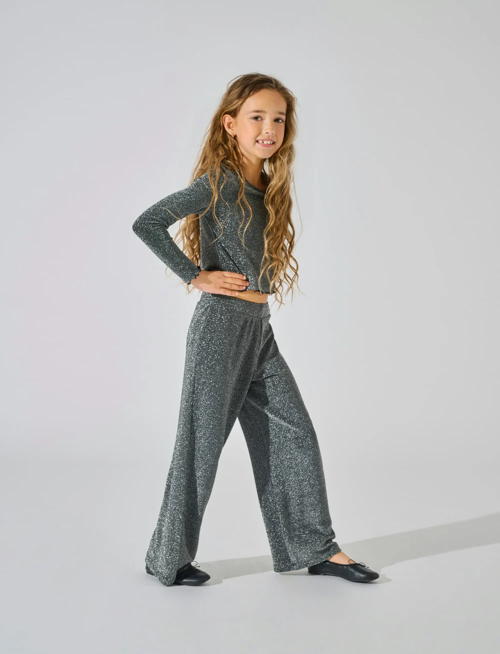 Kids Only - KOGQUEEN GLITTER PANT BF JRS - byxor - black - 2