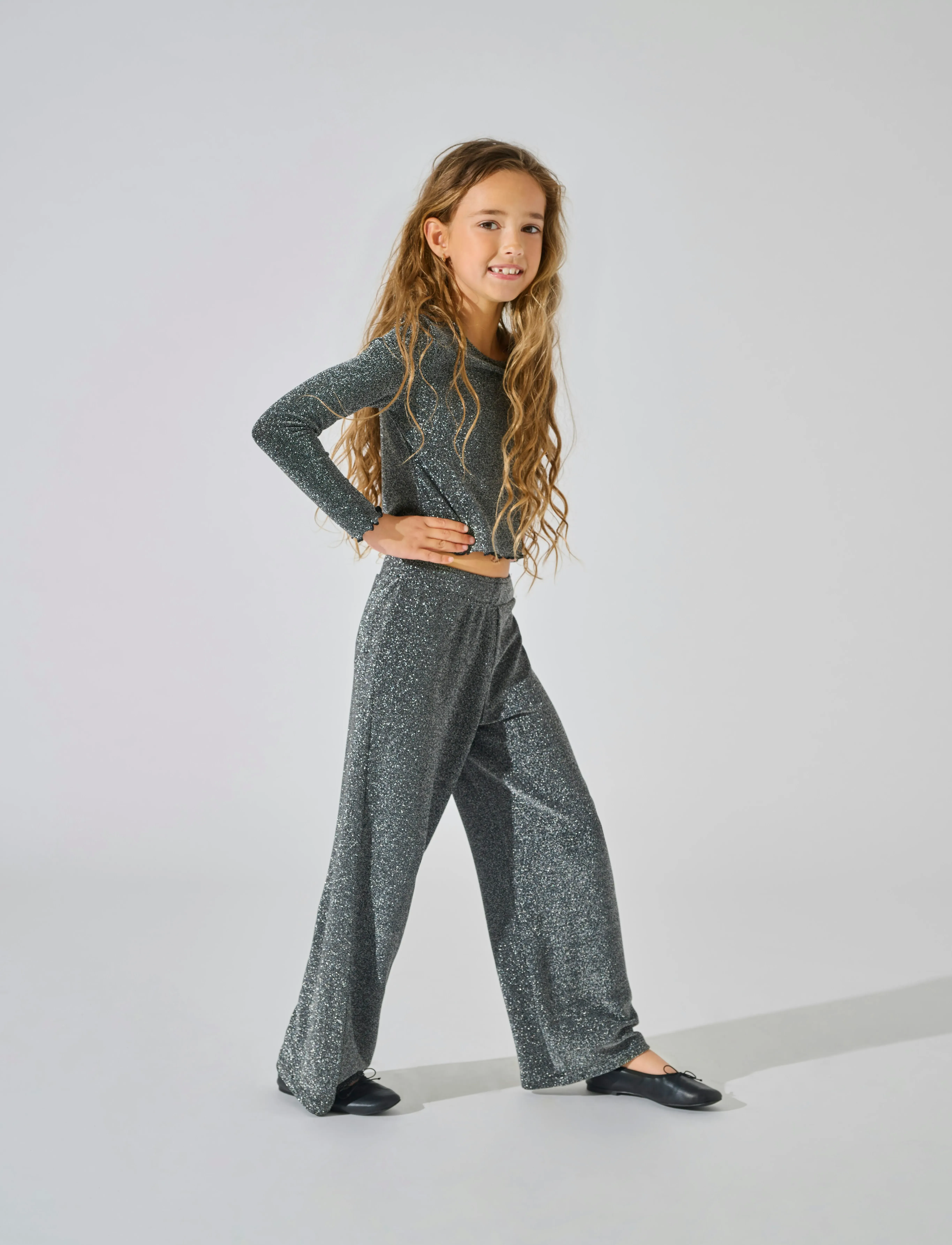 Kids Only - KOGQUEEN GLITTER PANT BF JRS - madalaimad hinnad - black - 2