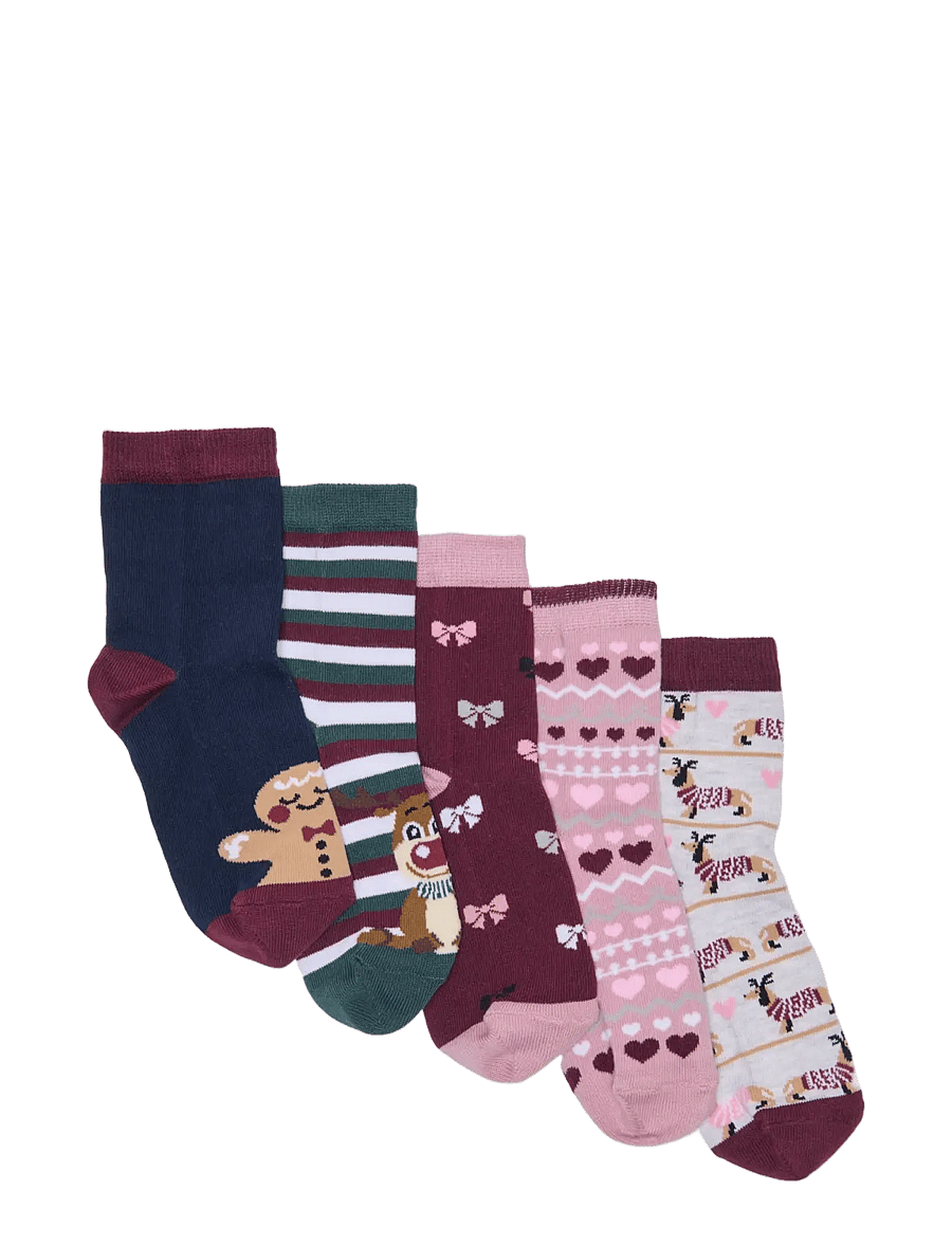 Kids Only - KOGCHRISTMAS 5-PACK SOCKS IN A BOX ACC - cabernet - 0