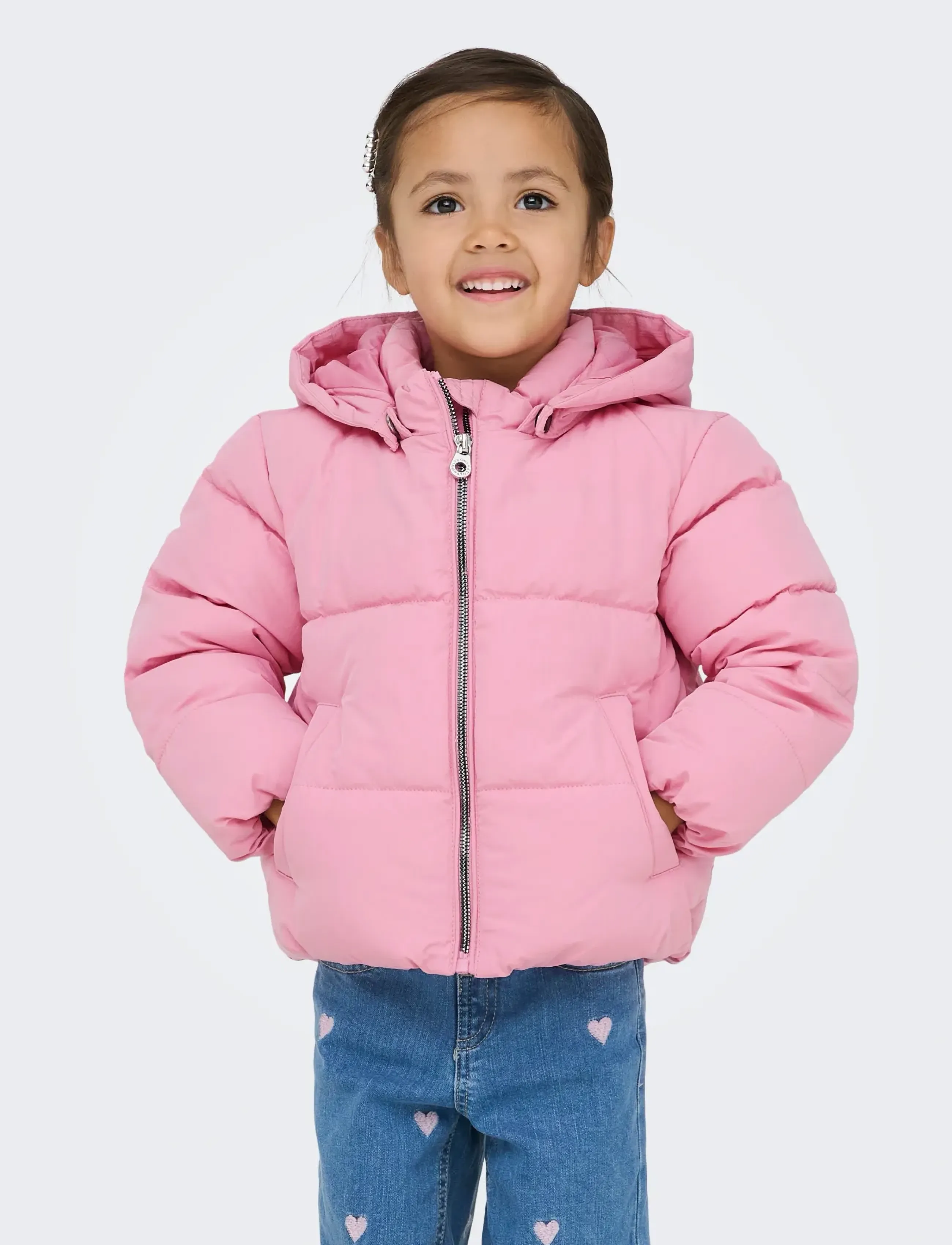 Kids Only Kmgdolly Life Short Puf Jacket Otw Noos, 128, Jackets & Coats, Rosa - Puffer Padded, Kinder