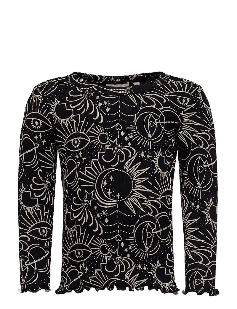 Kids Only - KMGFENJA LIFE LS AOP TOP JRS - toppar & t-shirts - black - 0