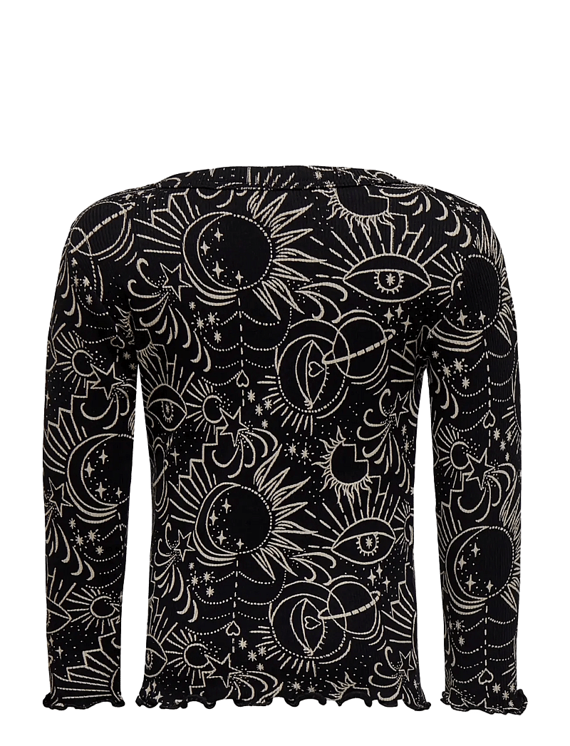 Kids Only - KMGFENJA LIFE LS AOP TOP JRS - toppar & t-shirts - black - 1