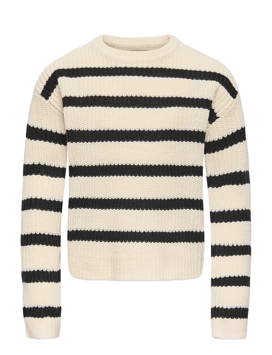 Kids Only - KOGJUSTY L/S STRIPE PULLOVER KNT NOOS - trøjer - eggnog - 1