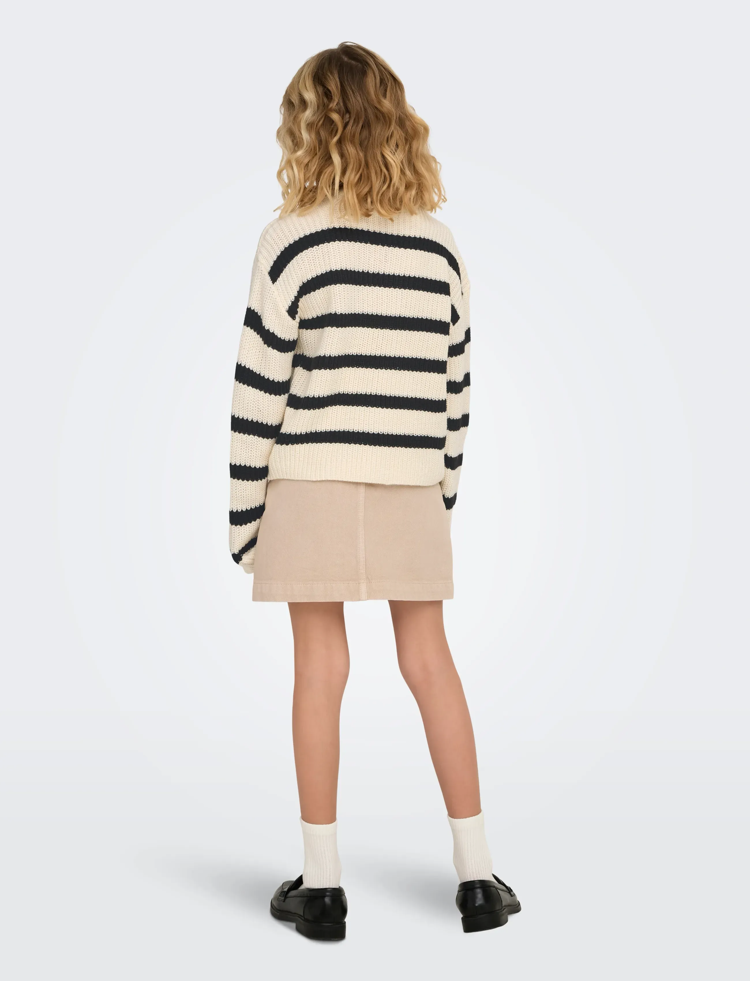 Kids Only - KOGJUSTY L/S STRIPE PULLOVER KNT NOOS - trøjer - eggnog - 3