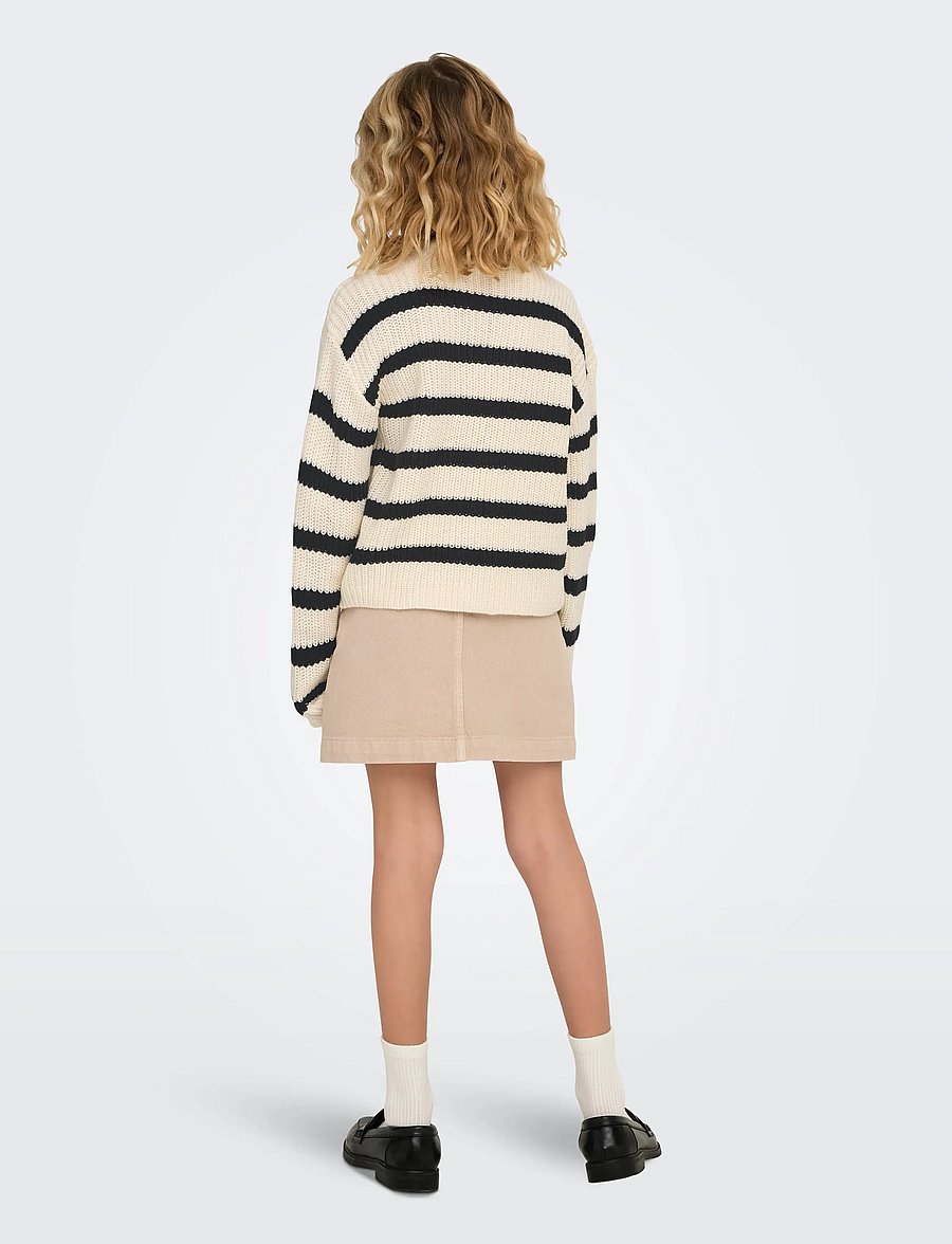 Kids Only - KOGJUSTY L/S STRIPE PULLOVER KNT NOOS - trøjer - eggnog - 3