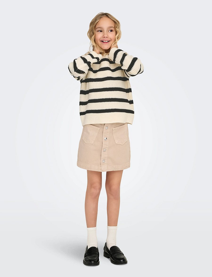 Kids Only - KOGJUSTY L/S STRIPE PULLOVER KNT NOOS - trøjer - eggnog - 4