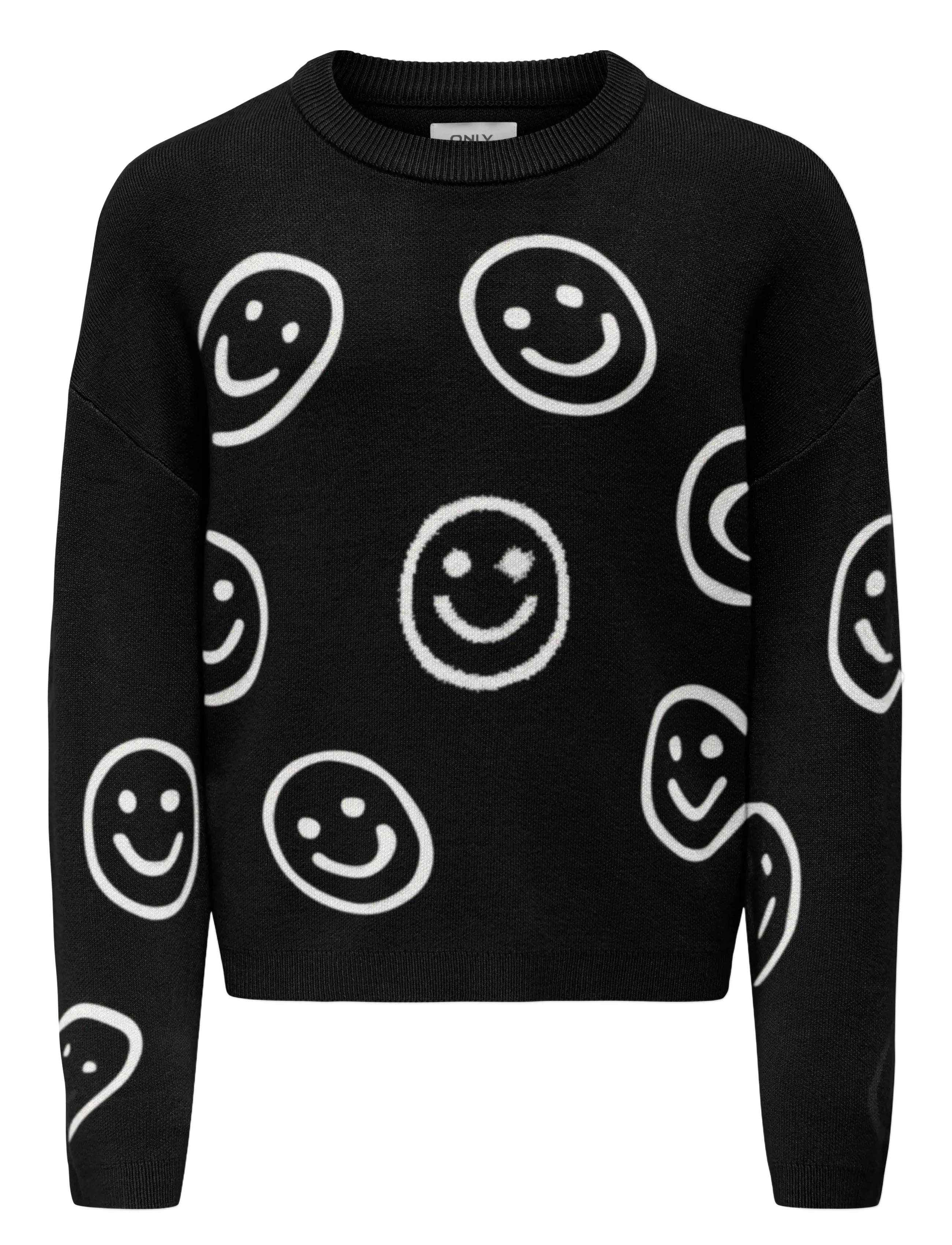 Kids Only Kogmontana Ls Jq Loose O-Neck Cp Knt, 122-128, Black, Strik > Pullovere, Børn