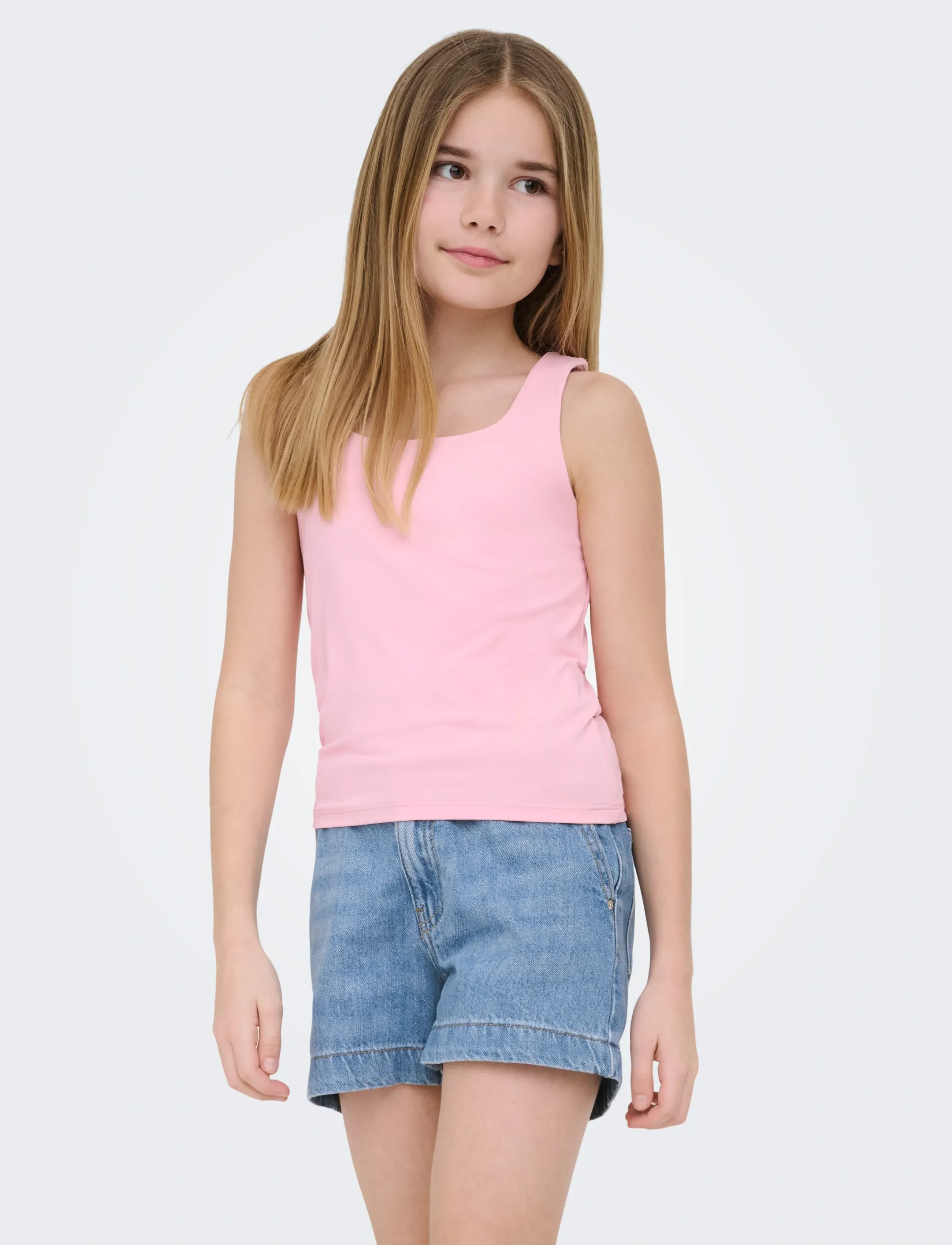 Kids Only Kogea S/L 2-Ways Top Jrs Noos, Kvinder, Firkantet Hals Tanktop, Pink, Str: 122-128