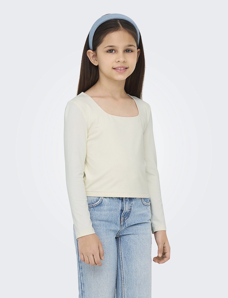 Kids Only - KOGEA L/S 2-WAYS TOP JRS - långärmade t-shirts - cloud dancer - 0