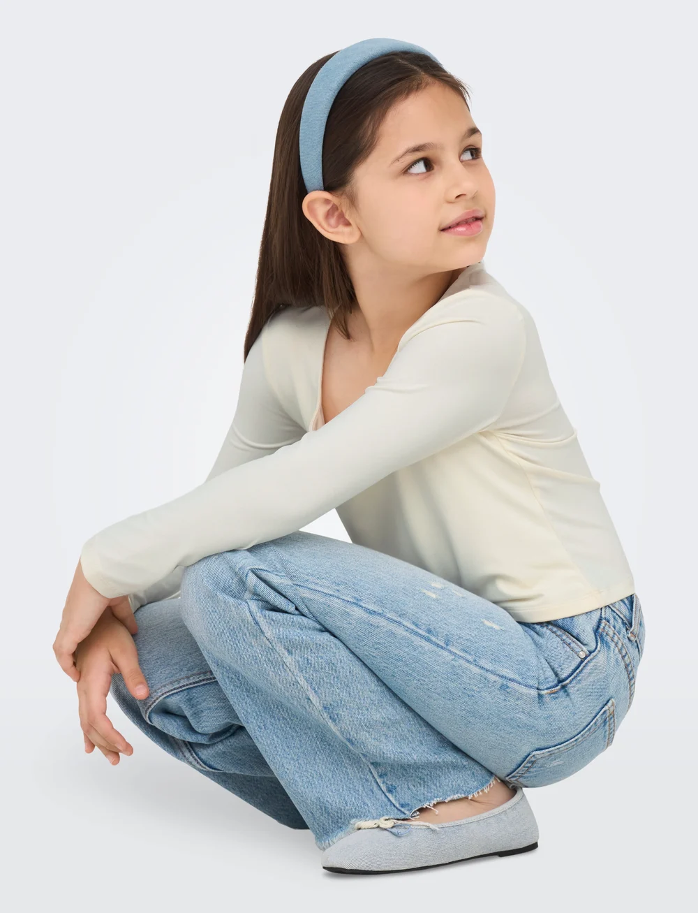 Kids Only - KOGEA L/S 2-WAYS TOP JRS - pikkade varrukatega t-särgid - cloud dancer - 4