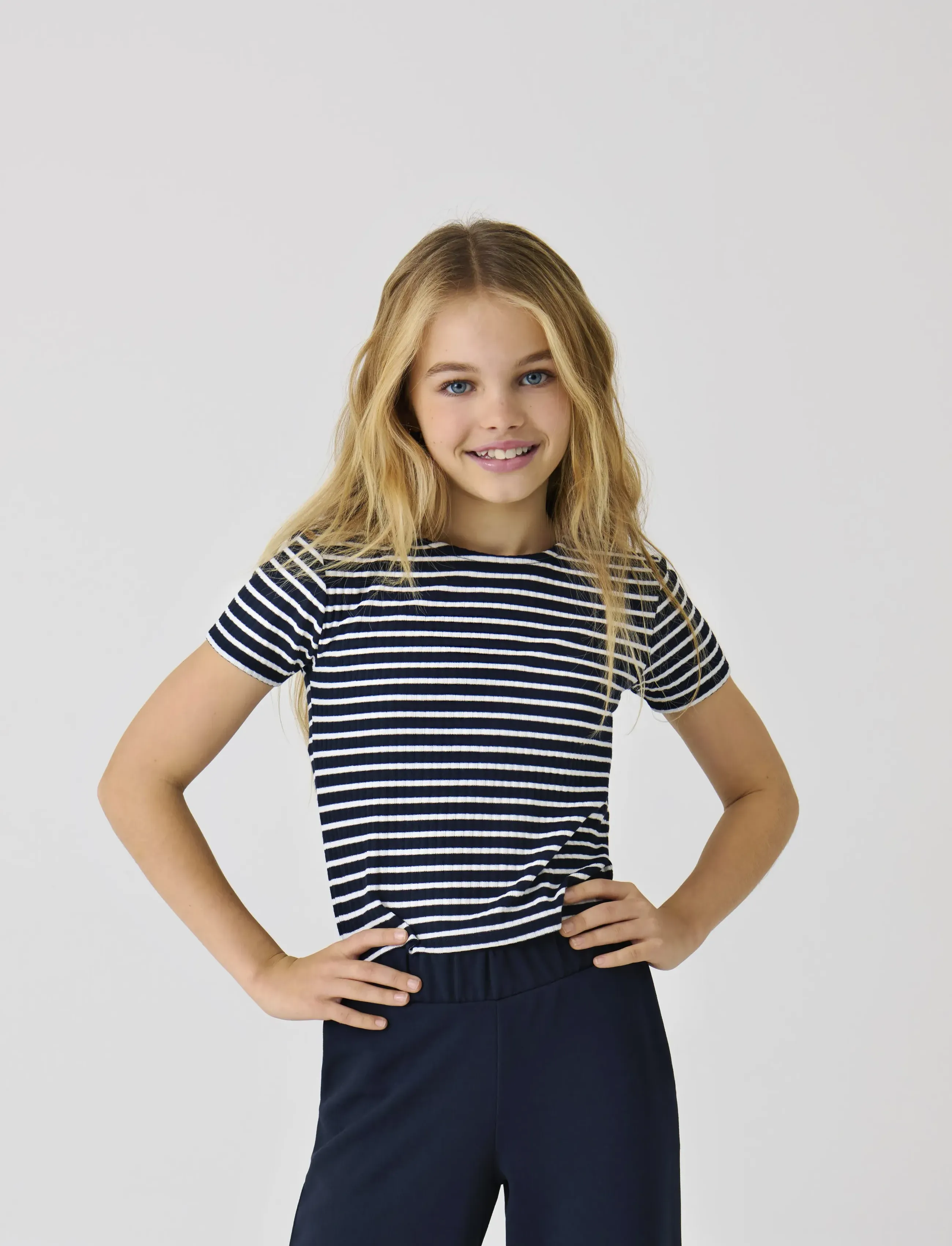 Kids Only KOGNELLA STRIPED S/S O-NECK TOP JRS NOOS - Overdele - NIGHT SKY / navy