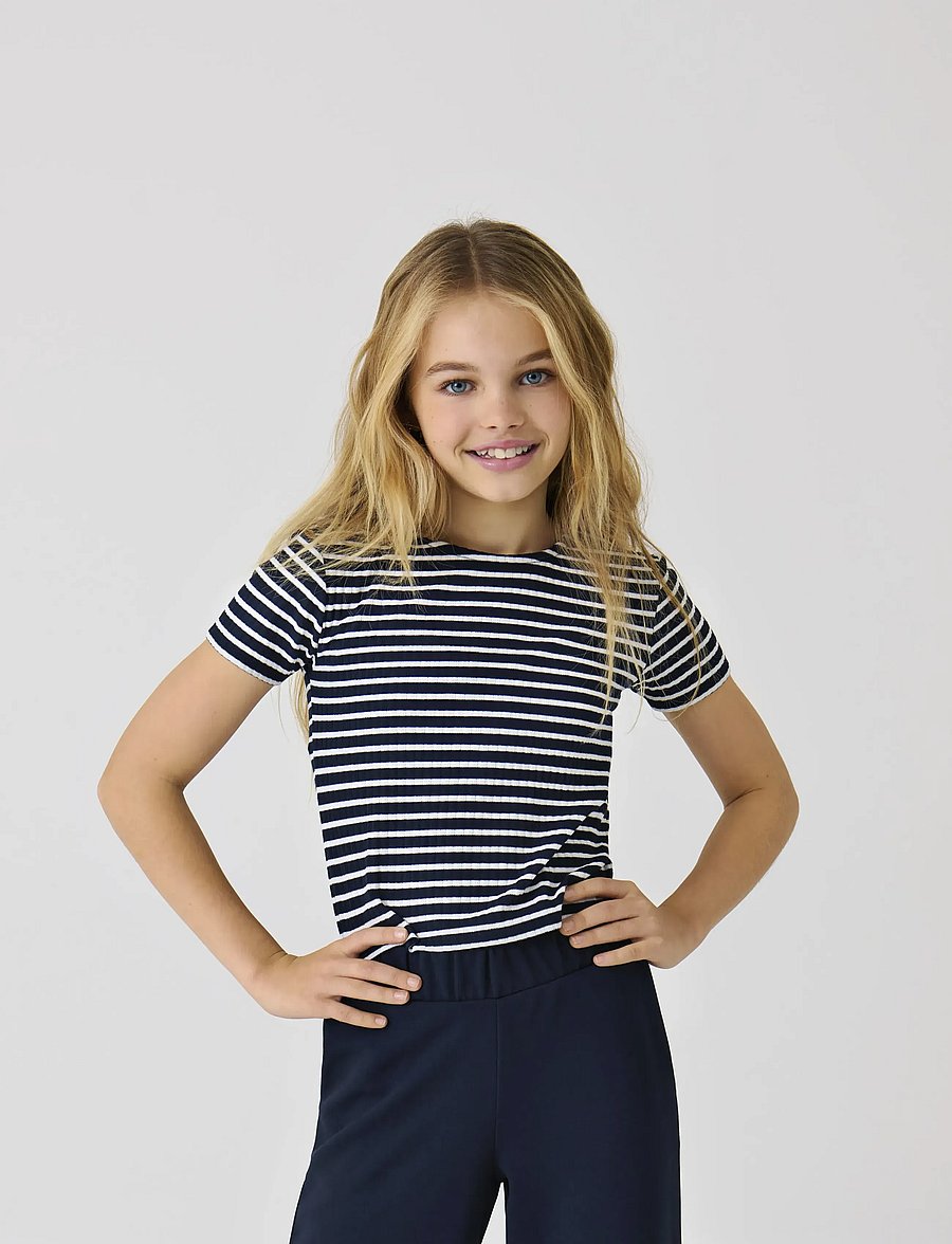 Kids Only - KOGNELLA STRIPED S/S O-NECK TOP JRS NOOS - lühikeste varrukatega t-särgid - night sky - 0