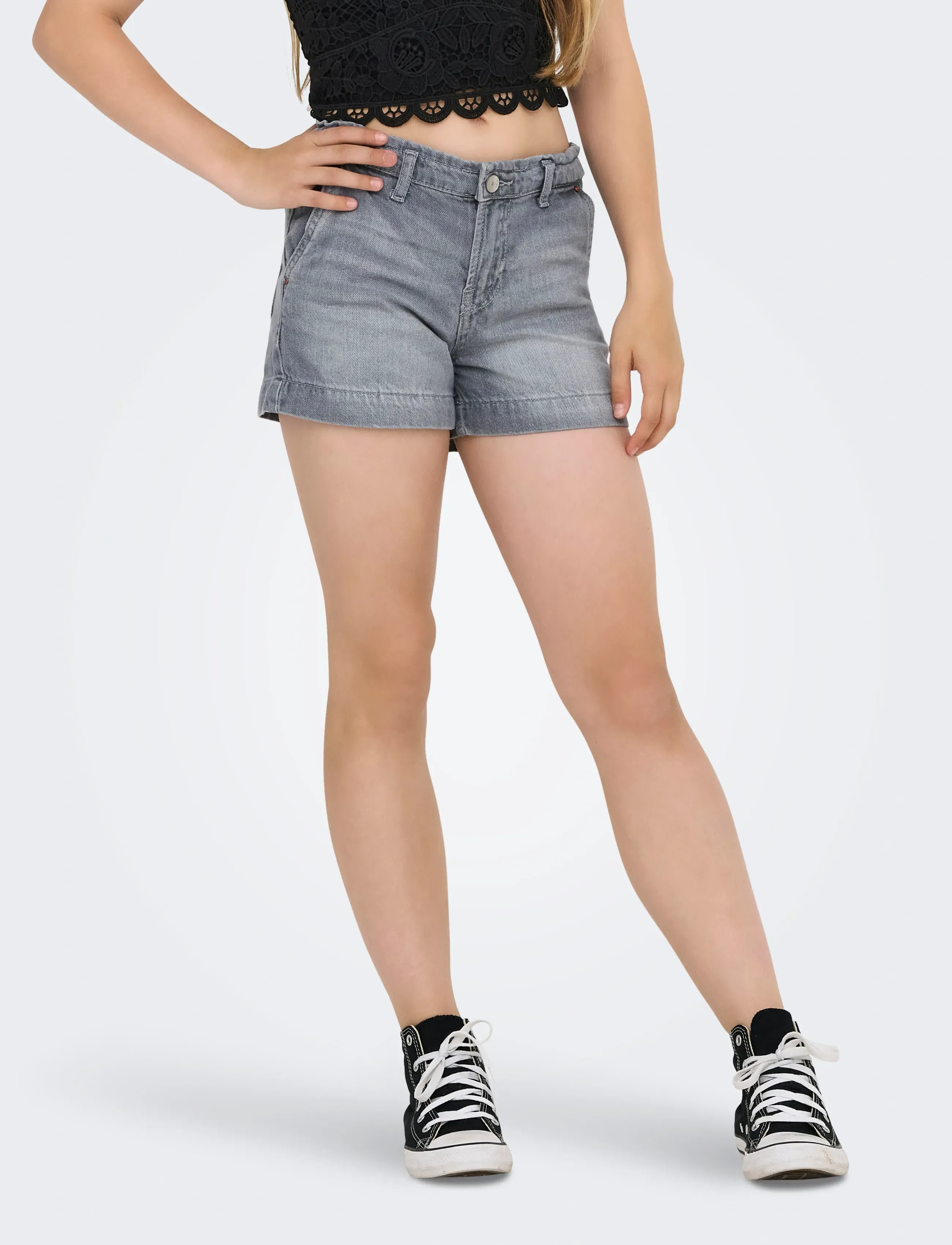 Kids Only KOGCOMET WIDE SHORTS DNM MAT624 NOOS - Shorts - MEDIUM GREY DENIM / grey