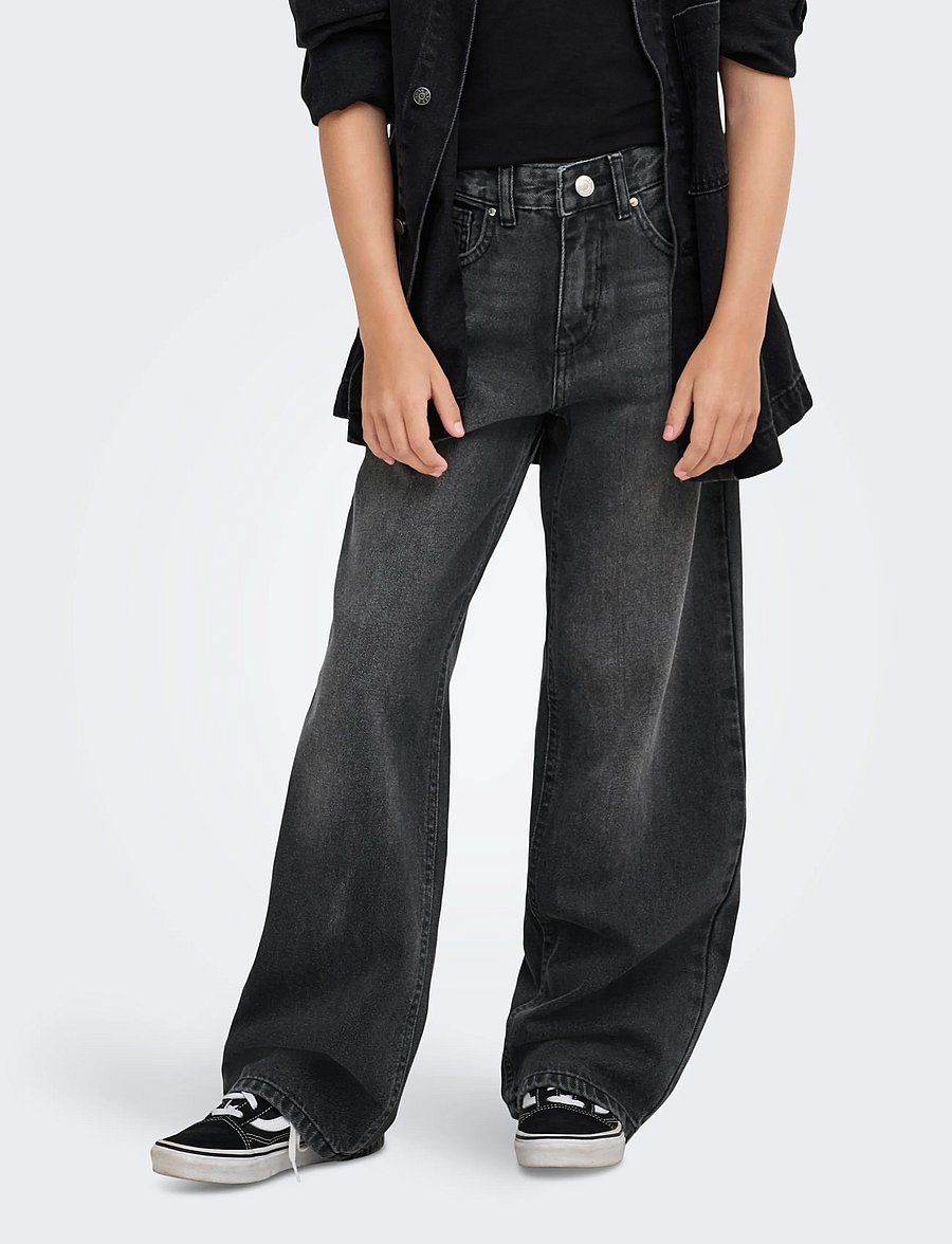 Kids Only - KOGELLA MW WIDE TAI523 DNM NOOS - hosen mit weitem bein - washed black - 0