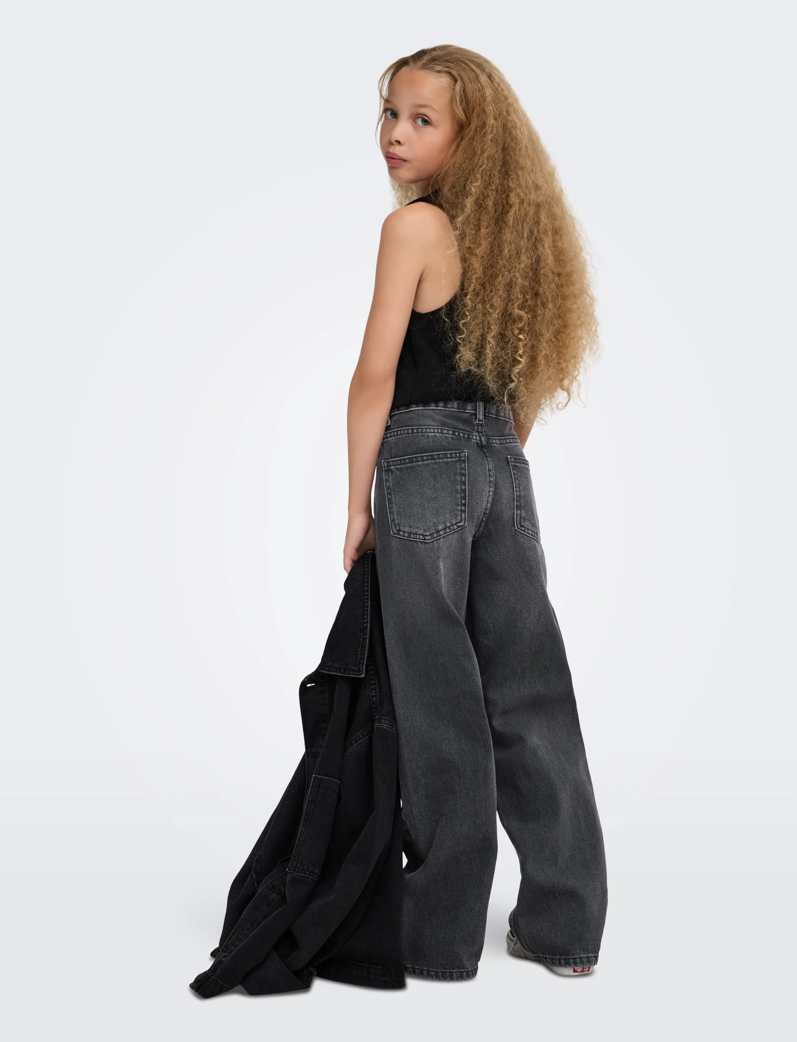 Kids Only - KOGELLA MW WIDE TAI523 DNM NOOS - hosen mit weitem bein - washed black - 3