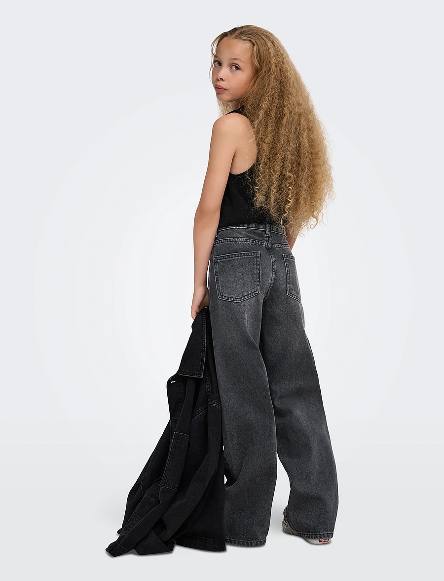 Kids Only - KOGELLA MW WIDE TAI523 DNM NOOS - hosen mit weitem bein - washed black - 3