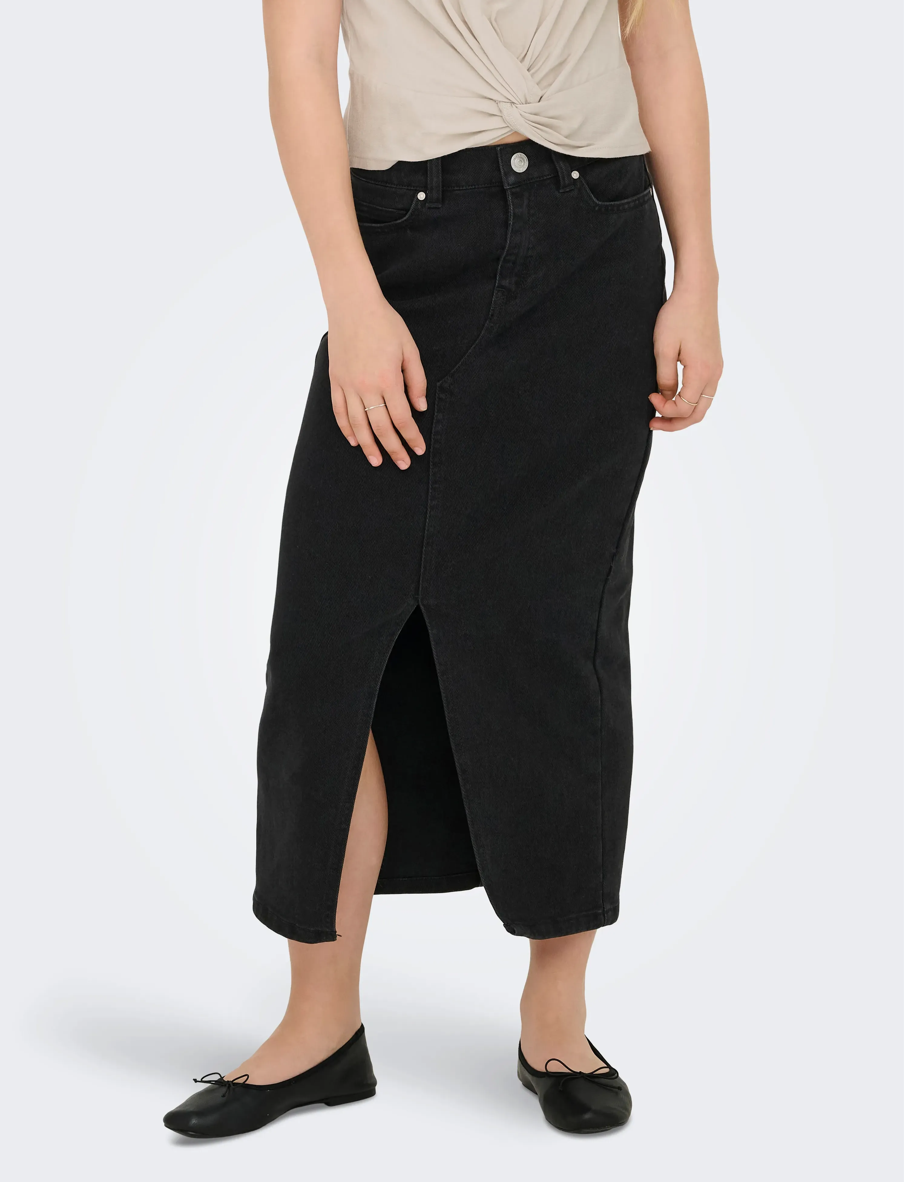 Kids Only KOGSIRI FRONT SLIT SKIRT WB DNM  GUA - Spijkerrokken - WASHED BLACK / black