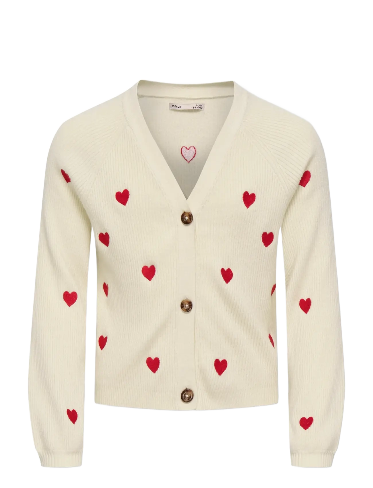 Kids Only KOGDANA LIFE LS HEART VNECK CARDIGAN KNT - Stickat - TOFU / cream