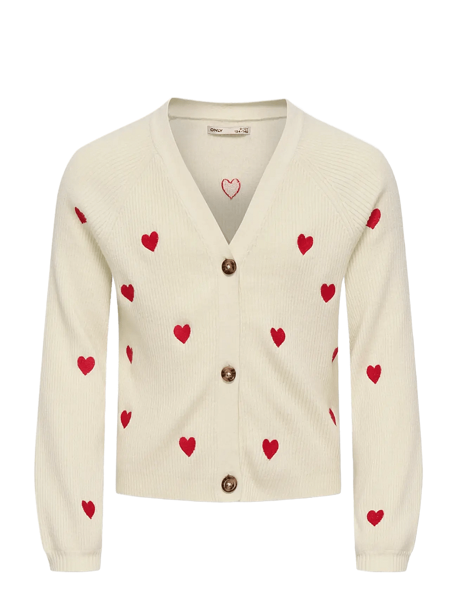 Kids Only - KOGDANA LIFE LS HEART VNECK CARDIGAN KNT - gilets - tofu - 0