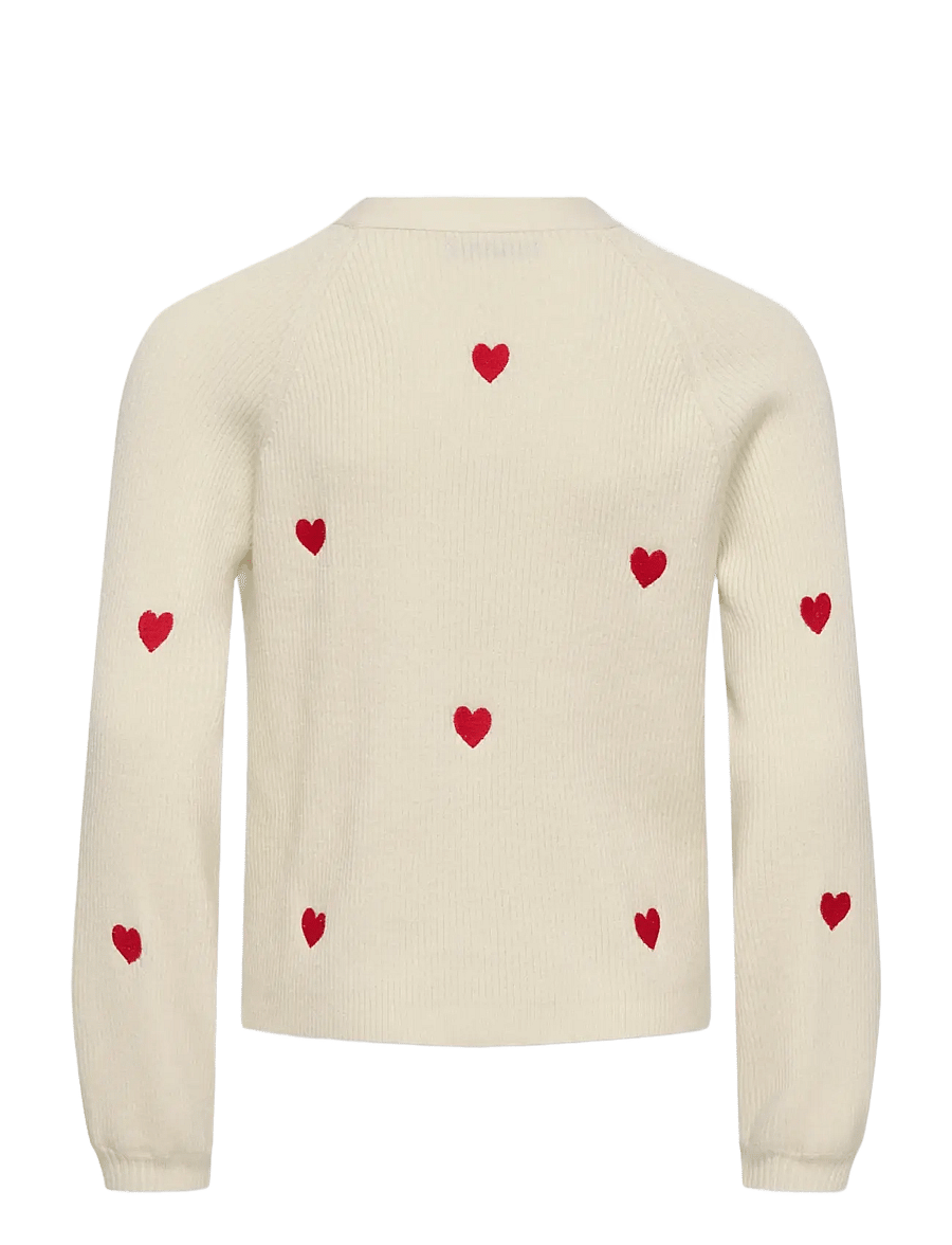 Kids Only - KOGDANA LIFE LS HEART VNECK CARDIGAN KNT - gilets - tofu - 1