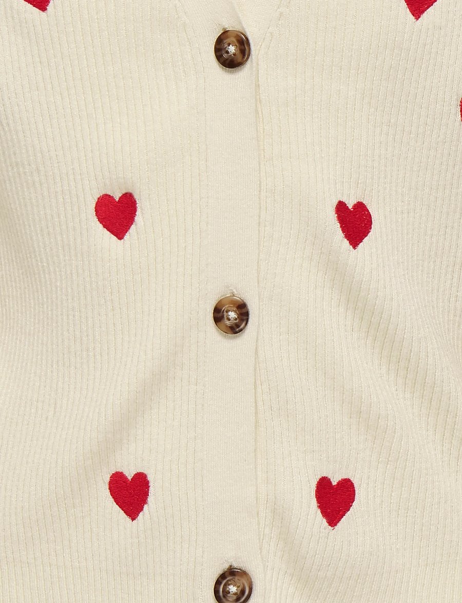 Kids Only - KOGDANA LIFE LS HEART VNECK CARDIGAN KNT - gilets - tofu - 2