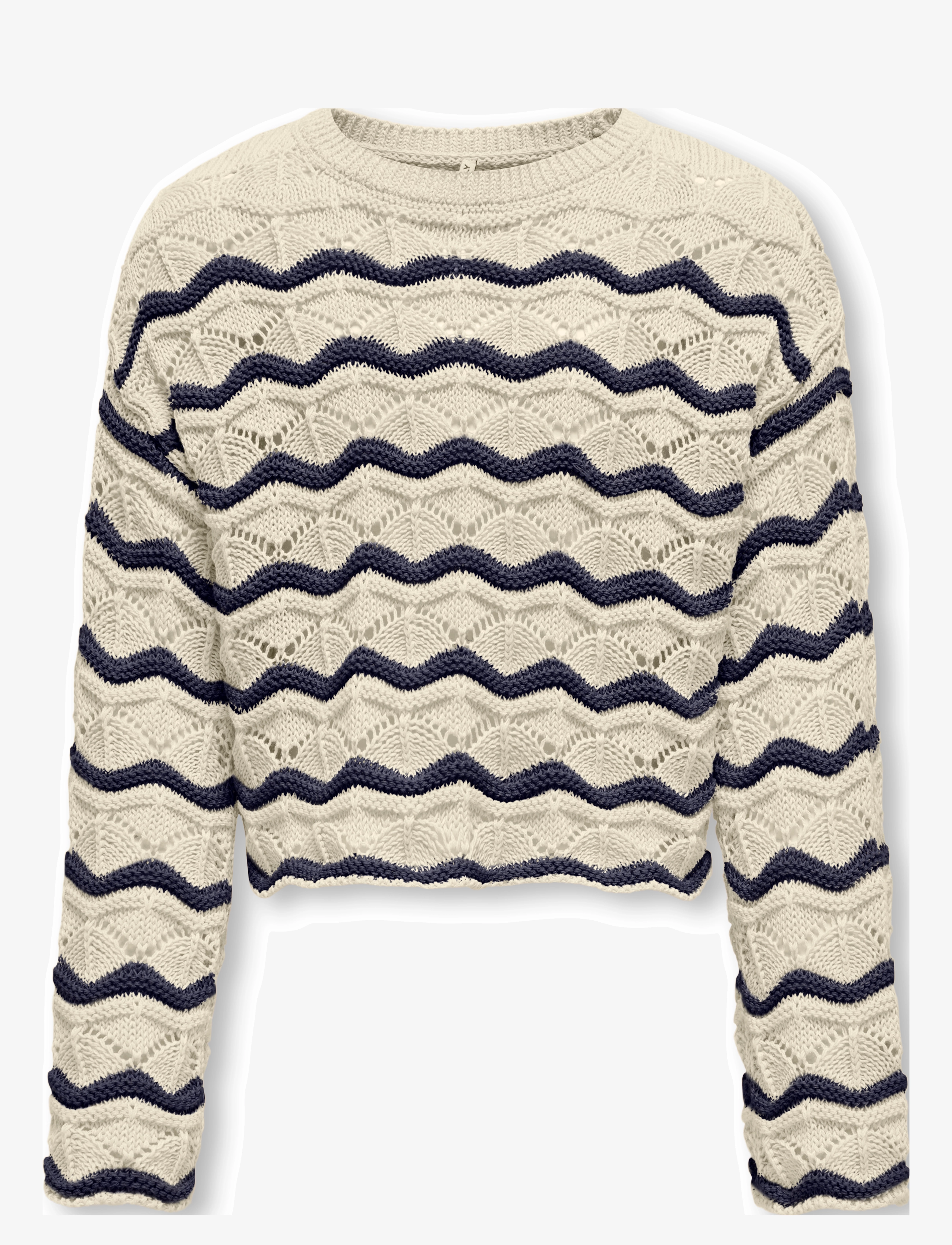 Kinder ONLY Kogdonna Ls O-Neck Stripe Structure Knt Cream - 122-128 - Kinder