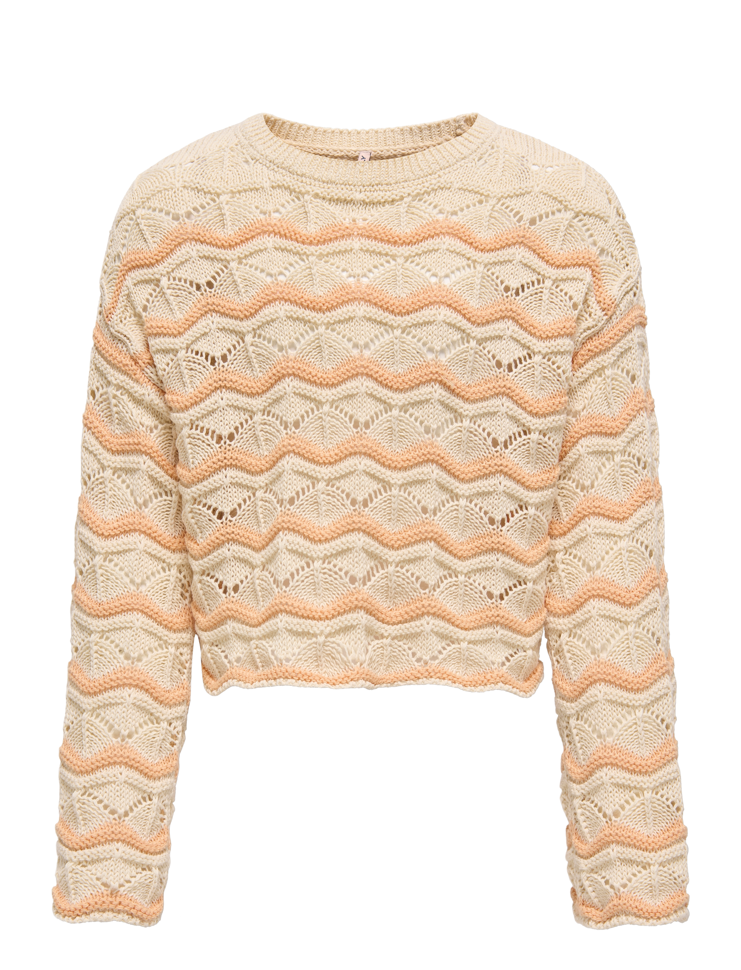 Kids Only KOGDONNA LS O-NECK STRIPE STRUCTURE KNT - Stickat - BIRCH / cream