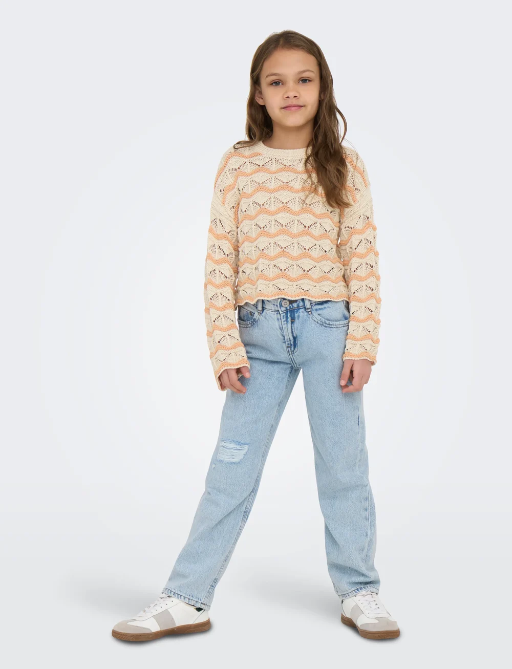 Kids Only - KOGDONNA LS O-NECK STRIPE STRUCTURE KNT - trøjer - birch - 0