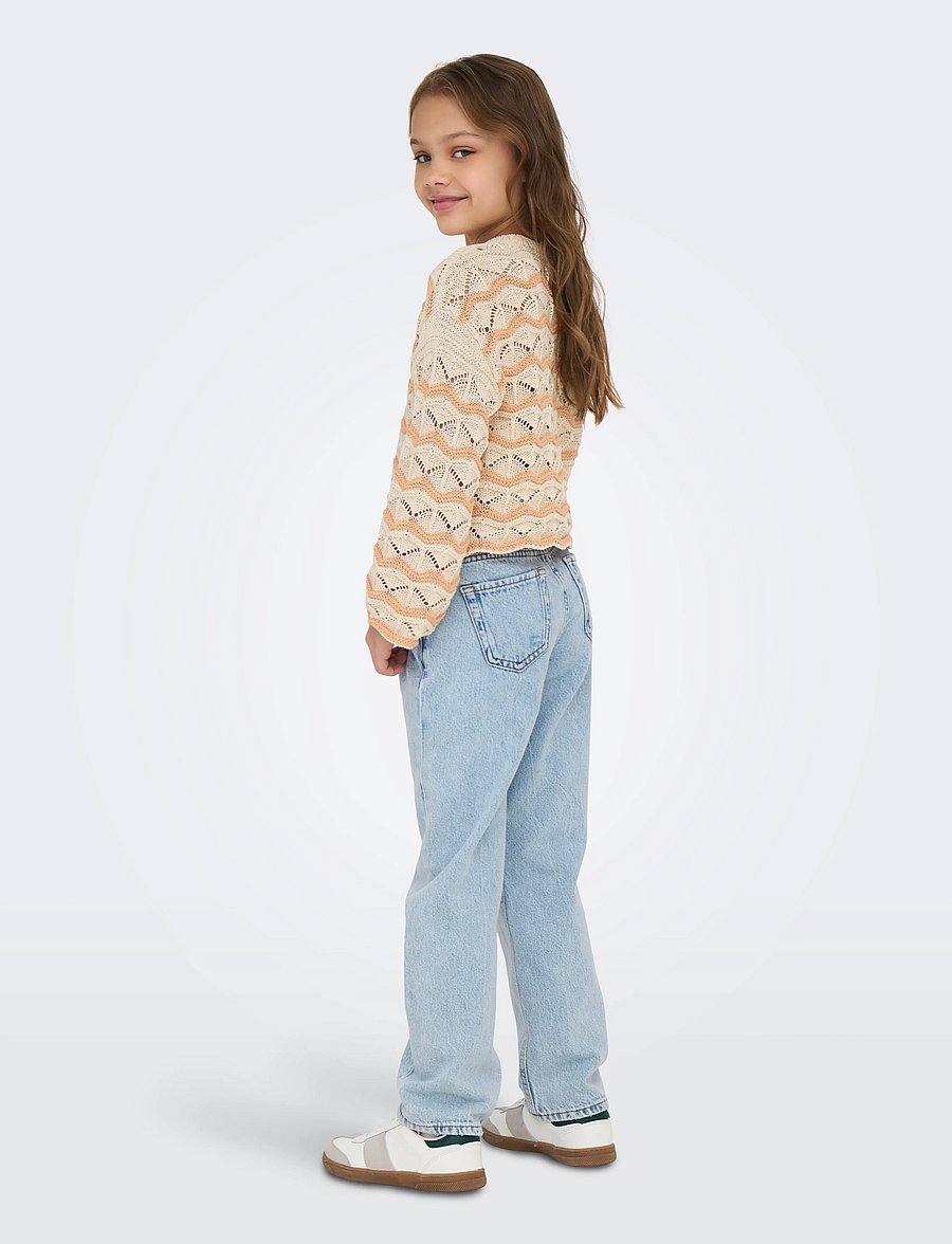 Kids Only - KOGDONNA LS O-NECK STRIPE STRUCTURE KNT - trøjer - birch - 3