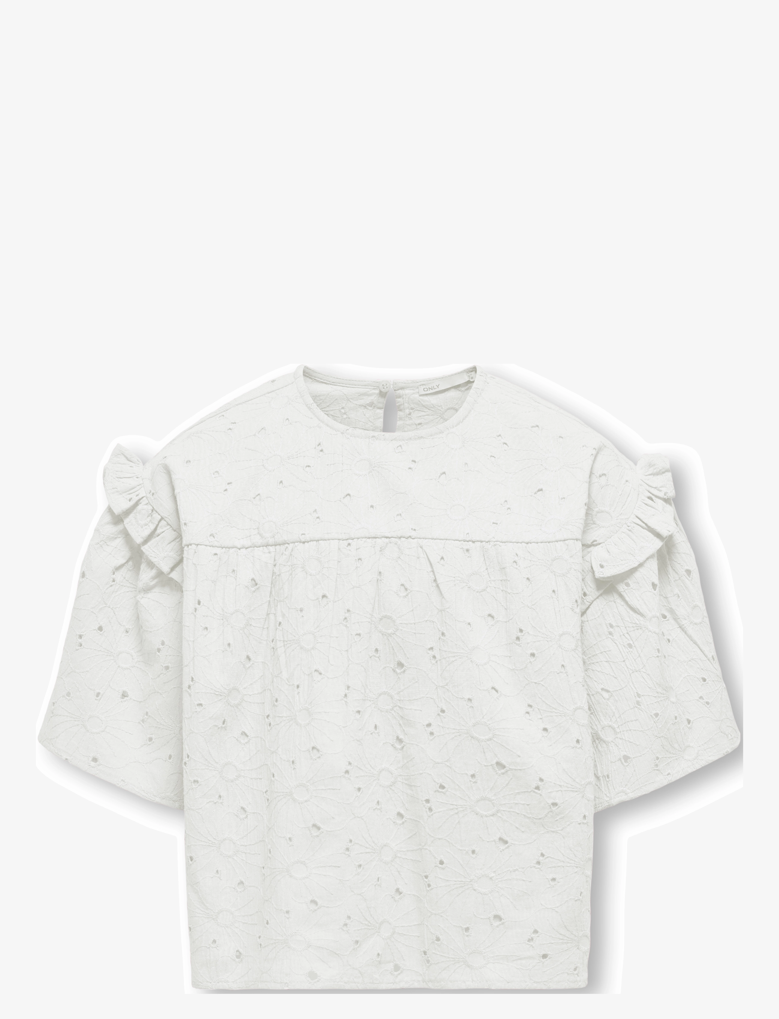 Kids Only KOGDAISY S/S EMB ANGLAISE SHIRT WVN - Blusen & Tuniken - CLOUD DANCER / white