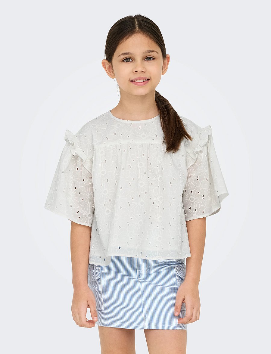 Kids Only - KOGDAISY S/S EMB ANGLAISE SHIRT WVN - chemisiers & tuniques - cloud dancer - 3