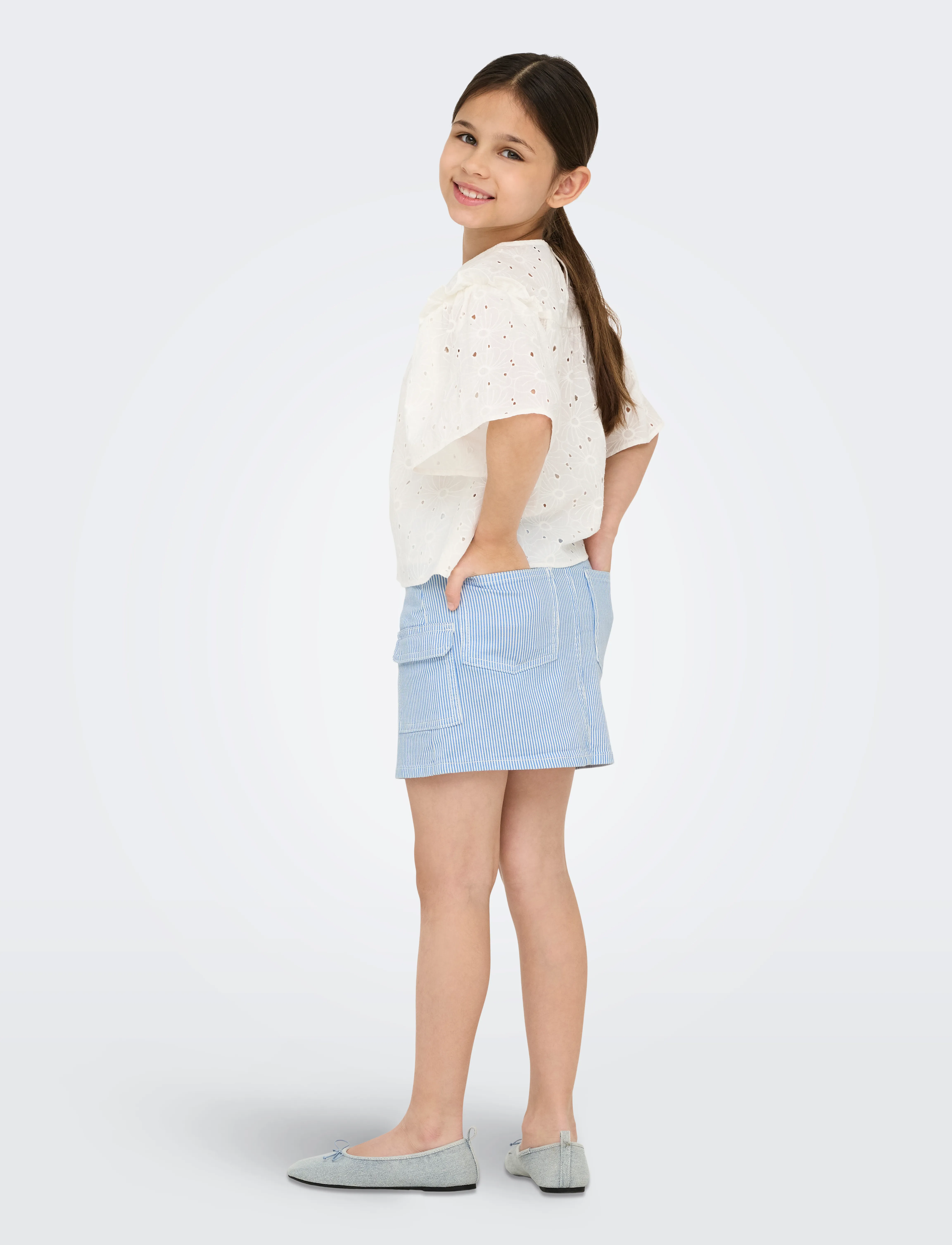 Kids Only Kogibi Striped Cargo Skirt Pnt, Børn, Stribet Cargo Nederdel, Blå, Str: 164