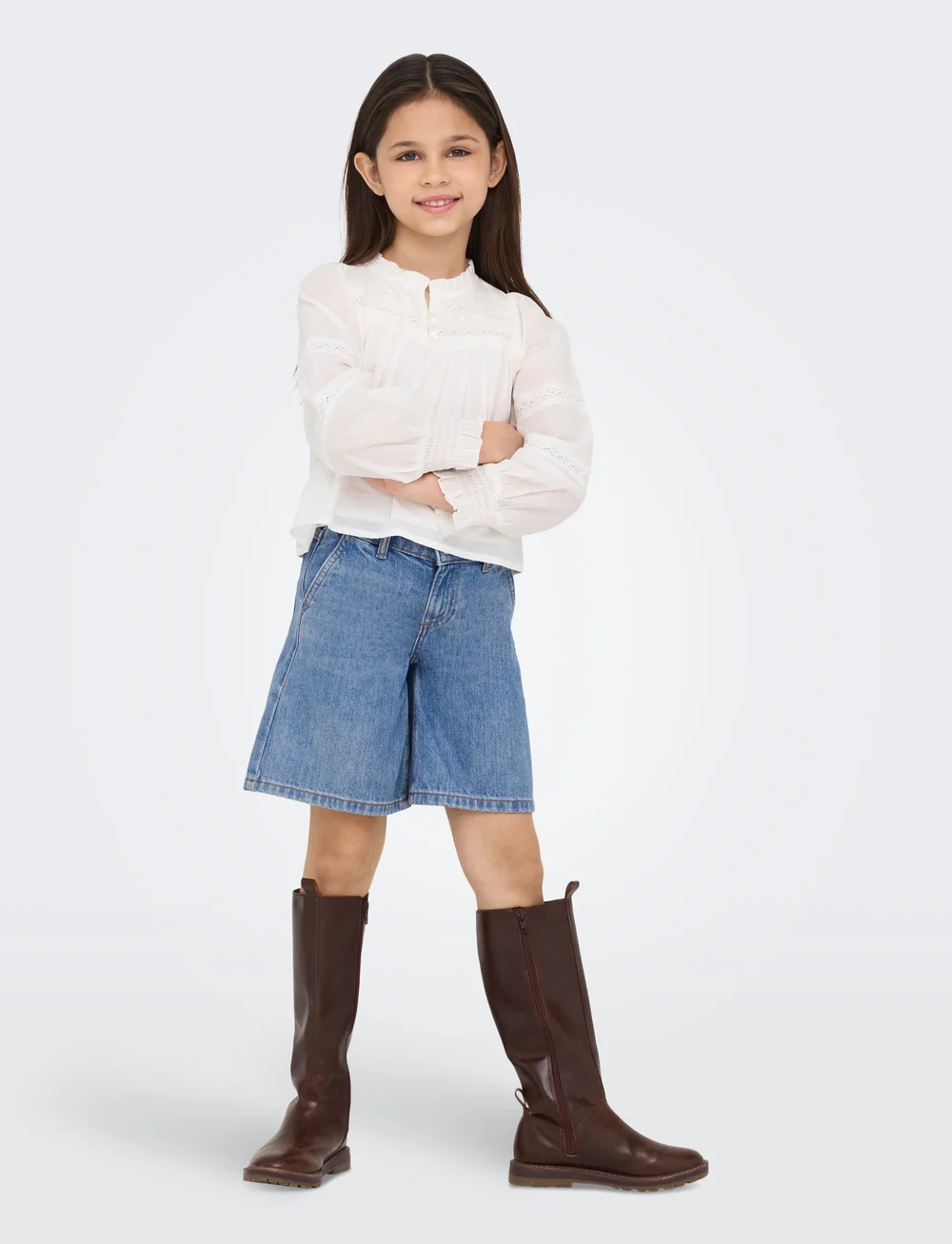 Kids Only - KOGCOMET WIDE LONG SHORTS DNM DIA NOOS - lühikesed teksapüksid - light blue denim - 0