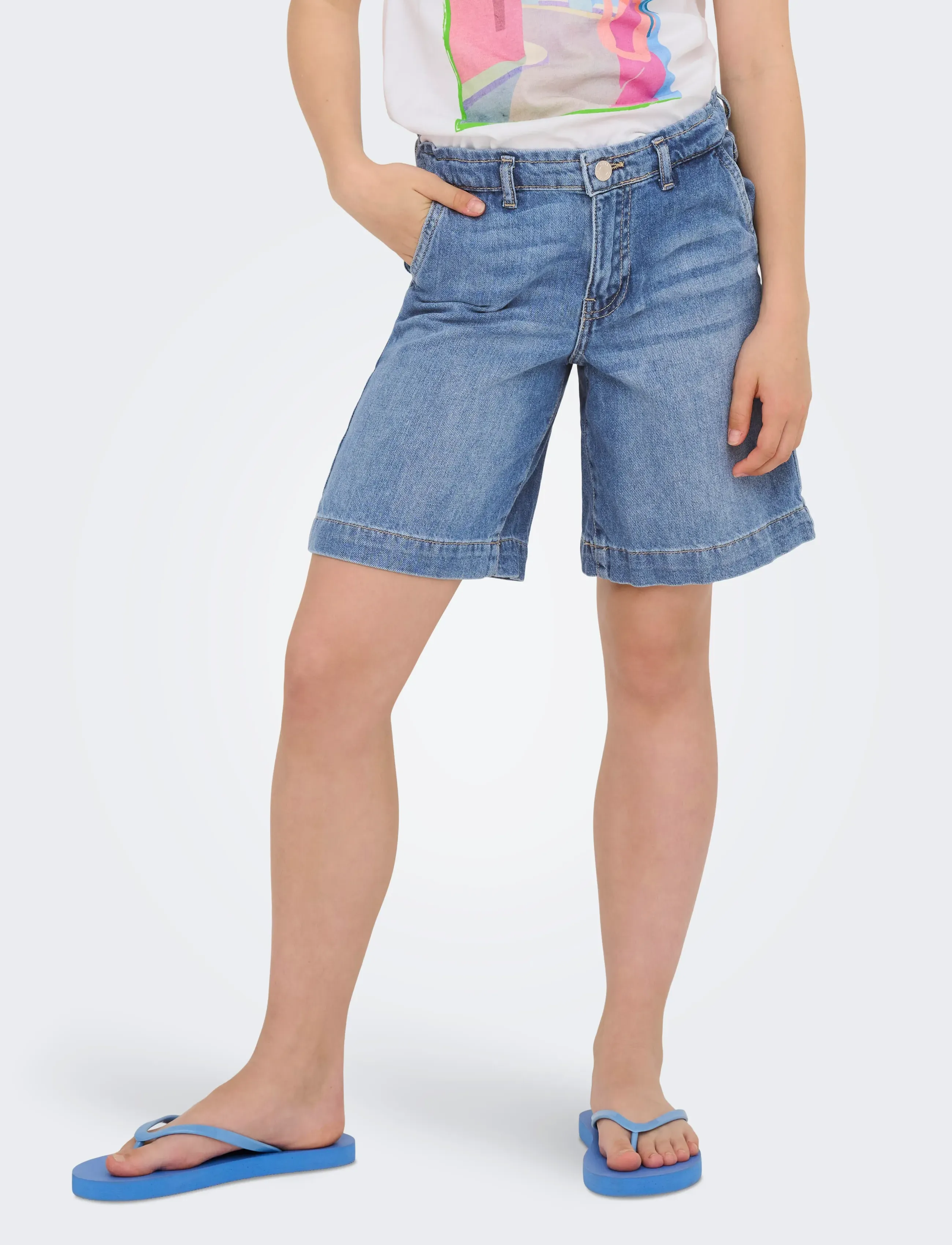 Kids Only KOGCOMET WIDE LONG SHORTS DNM DIA NOOS - Shorts - LIGHT BLUE DENIM / blue