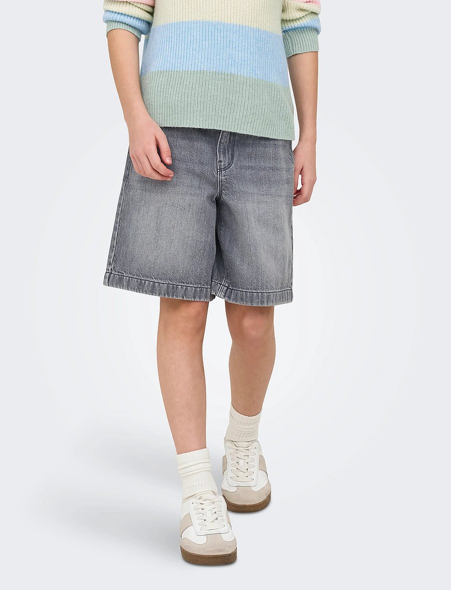 Kids Only - KOGCOMET WIDE LONG SHORTS DNM DIA NOOS - jeansshorts - medium grey denim - 0