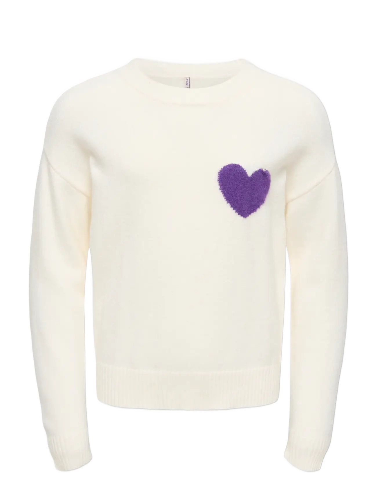Kids Only KOGLEVA LS HEART O-NECK CS KNT - Kläder - CLOUD DANCER / cream