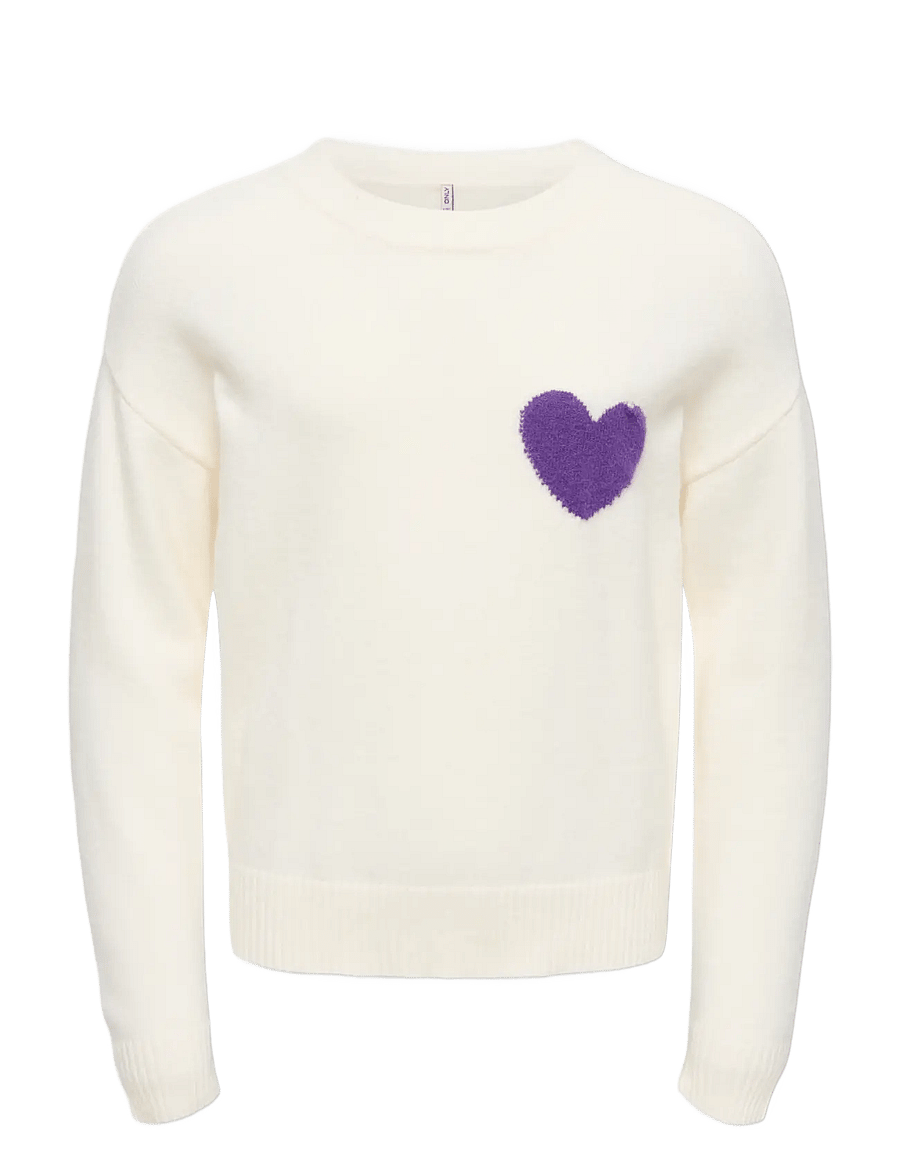Kids Only - KOGLEVA LS HEART O-NECK CS KNT - cloud dancer - 0
