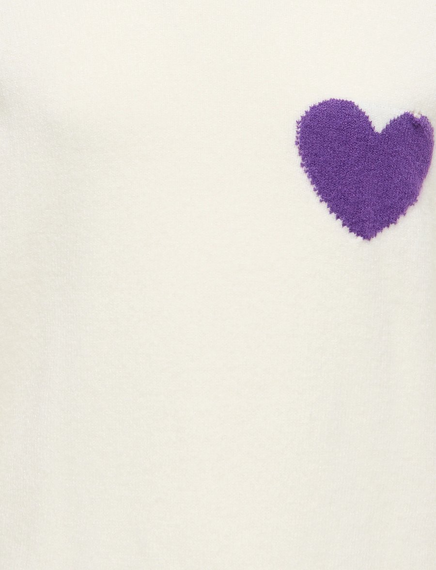 Kids Only - KOGLEVA LS HEART O-NECK CS KNT - cloud dancer - 3