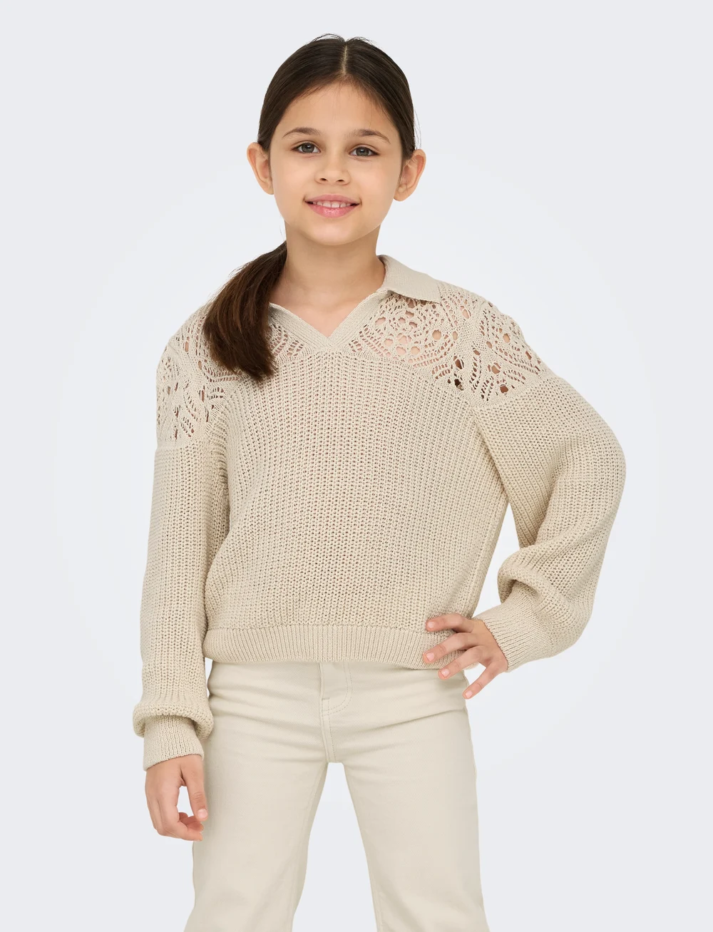Kids Only - KOGMERYL LIFE LS POLO NECK KNT - pullover - birch - 3