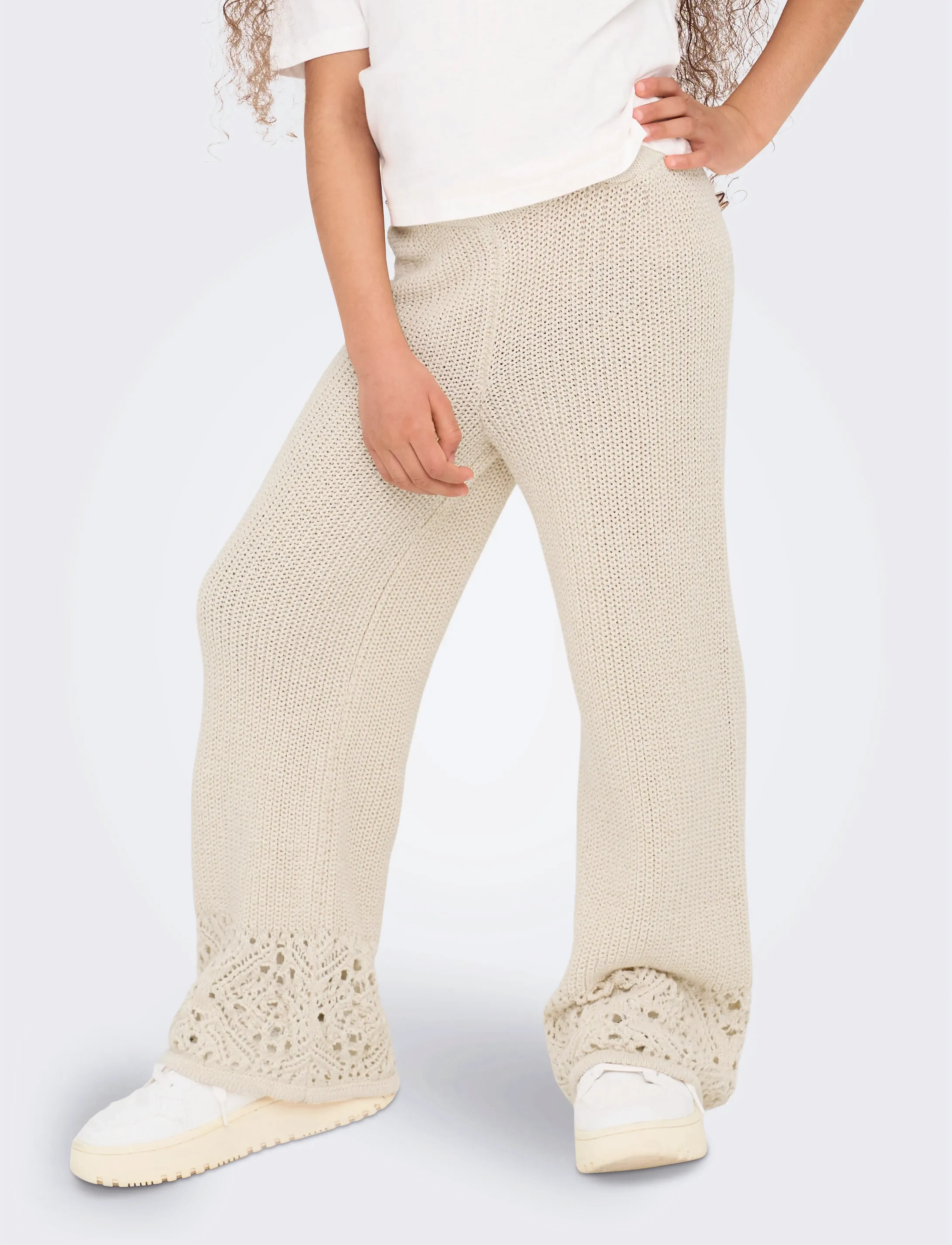 Kids Only Kogmeryl Life Pant Knt, 164, Unterteile, Creme - Trousers, Kinder