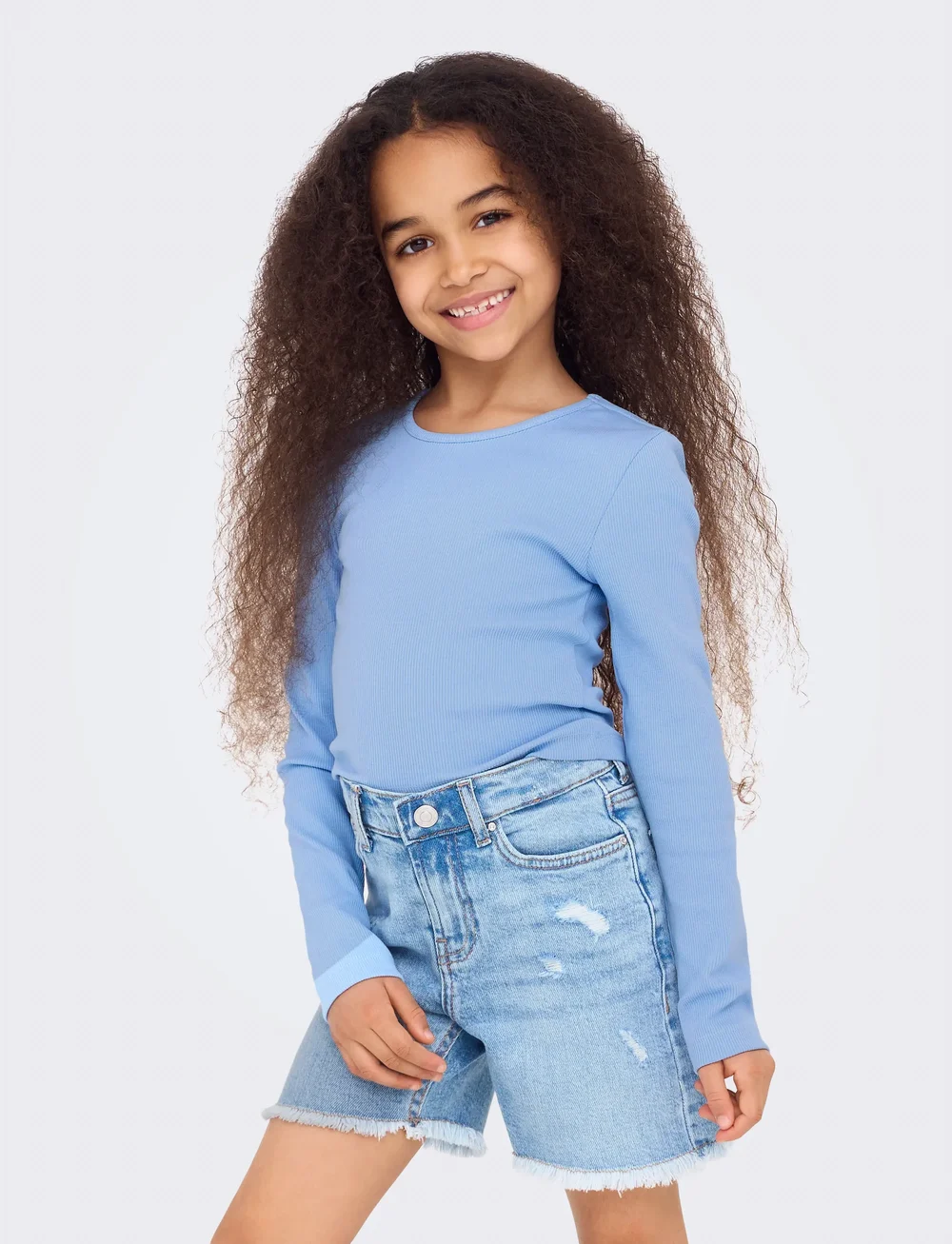 Kids Only - KOGNESSA LIFE LS CONTRAST CUTOUT TOP JRS - långärmade t-shirts - open air - 0