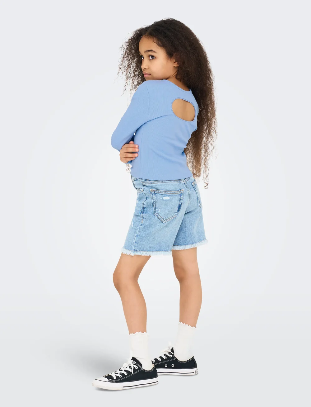 Kids Only - KOGNESSA LIFE LS CONTRAST CUTOUT TOP JRS - långärmade t-shirts - open air - 3