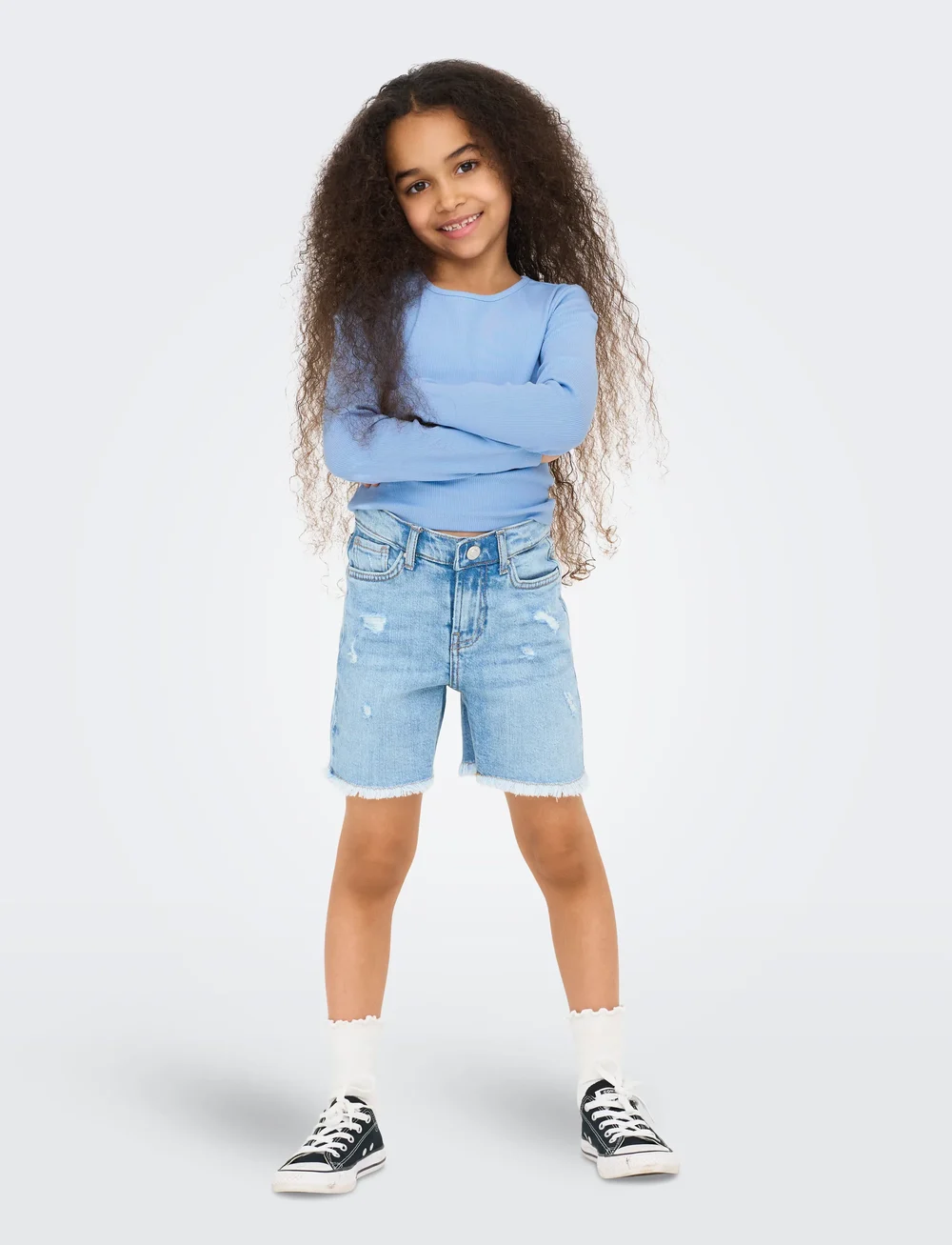 Kids Only - KOGNESSA LIFE LS CONTRAST CUTOUT TOP JRS - långärmade t-shirts - open air - 5