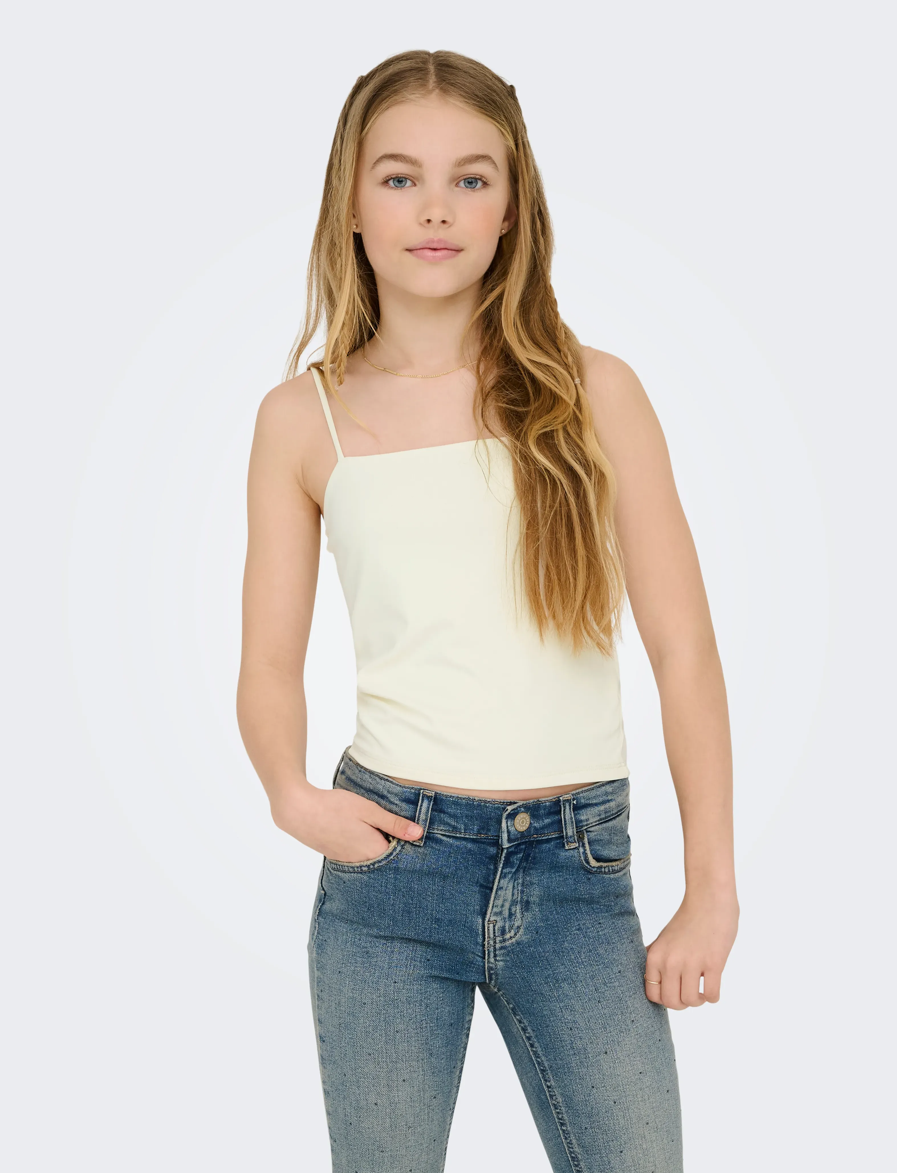 Kids Only Kogea Short Double Layer Singlet Jrs, 134-140, T-shirts, Weiß - Sleeveless, Kinder