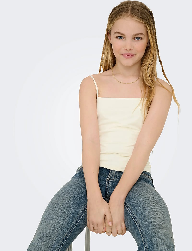 Kids Only - KOGEA SHORT DOUBLE LAYER SINGLET JRS - débardeurs - cloud dancer - 4